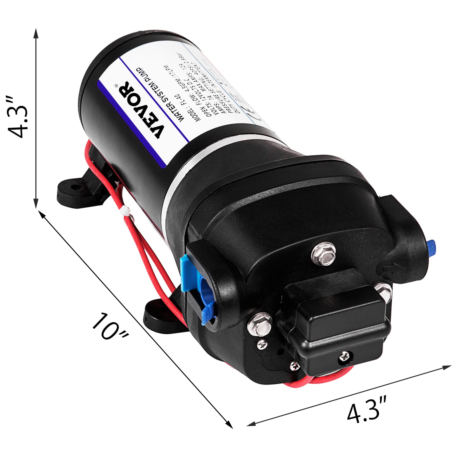 Fl-40 pompa wodna ciśnieniowa 12 V, pompa membranowa 17 l/min, wysokociśnieniowa pompa wody do przyczep kempingowych, łodzi, kamperów, ogrodu,