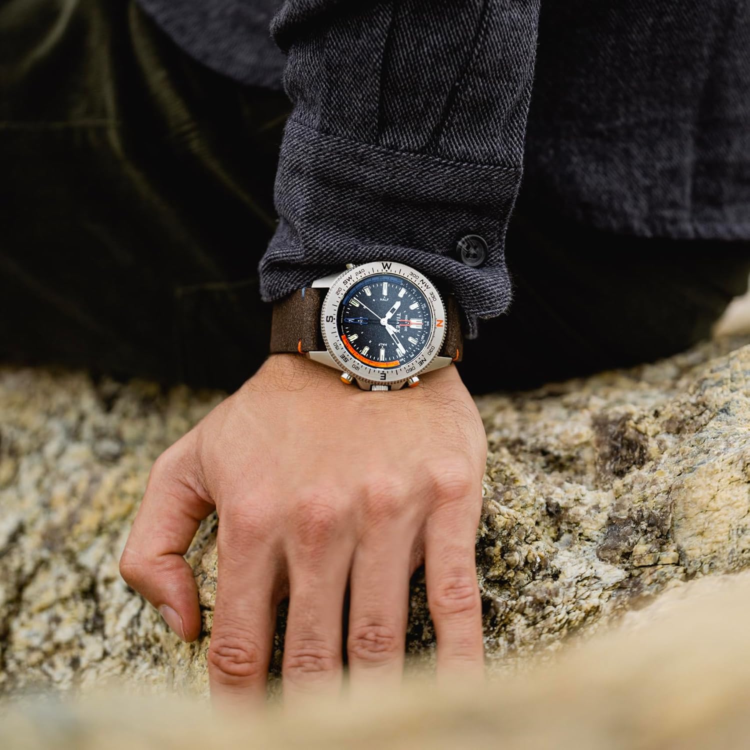 Timex Expedition Tide-Temp-Compass watch on a wrist