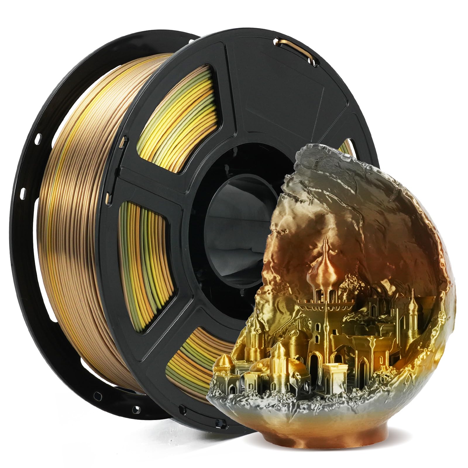 Silk PLA Filament 1.75mm Metal Rainbow, 3D Printer Filament 1kg (2.2lbs) Spool, Smooth an…