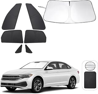TINGLU Window Shades for Volkswagen VW Jetta 2019-2025 2026 Accessories Car Side Full Windows Triangular Windshield Sun Shade Sun UV Rays Privacy Protection 7PCS