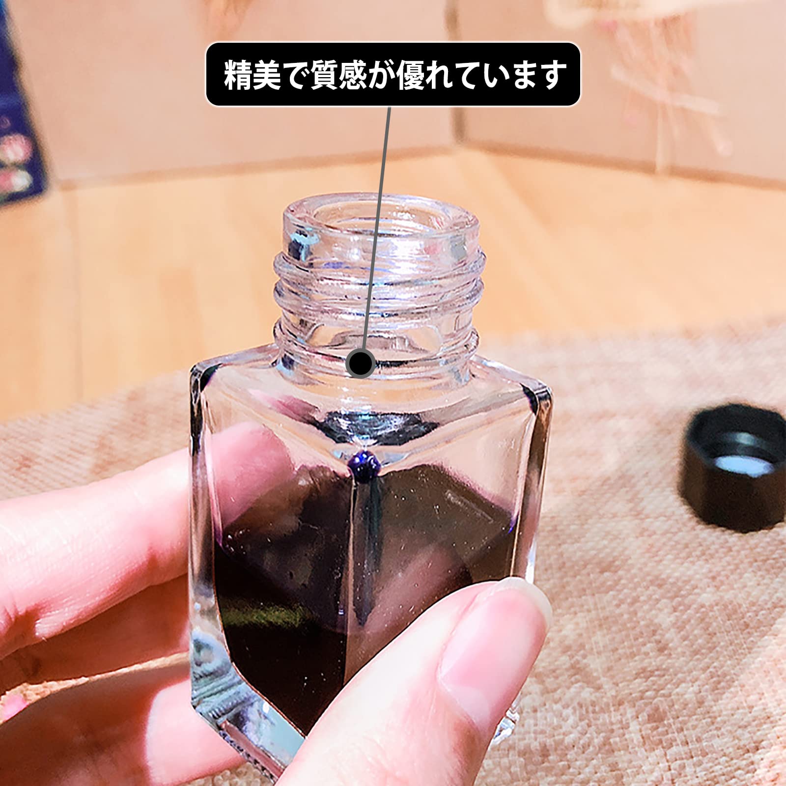 レトロ！【青ガラス製インク瓶　インク入れ容器２か所　小瓶　文房具】★灯火器万年筆 レトロ！【青ガラス製インク瓶 インク入れ容器2か所 小瓶