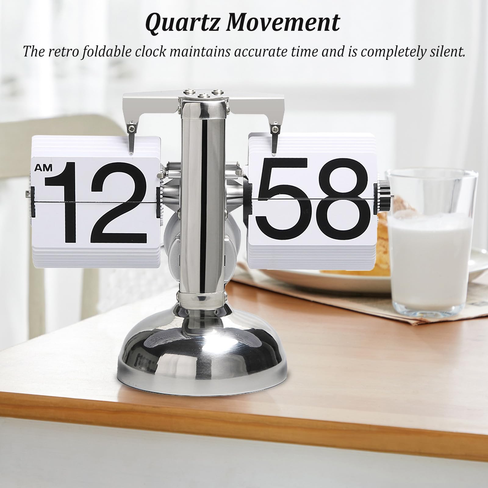 Flip-Uhr Retro,Digitale Batteriebetriebene Down Uhr mit Zahnradmechanik,Schreibtischuhr Vintage Design,Mechanisch Flip Clock,Tischuhr Mit Digitalanzeige Für Das Wohnzimmer zu Hause(Weiß)