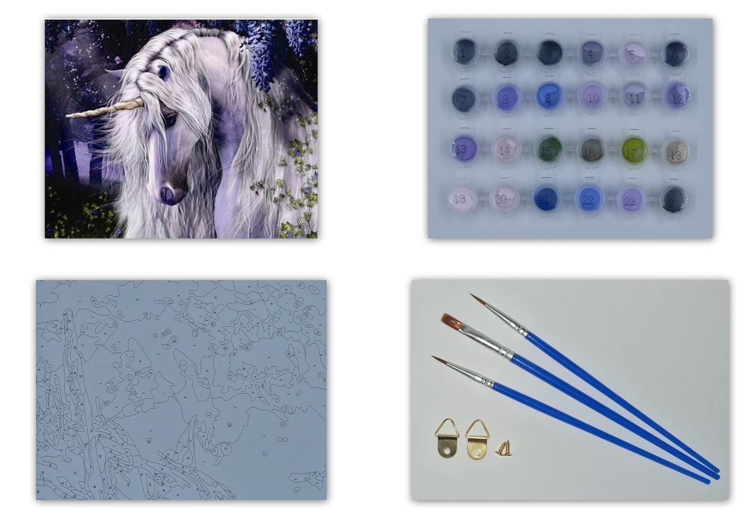 Shukqueen Malen Nach Zahlen Kit „Einhorn“ – 24x30 Zoll, Für Erwachsene & Kinder, Inkl. Leinwand, Farben & Pinsel