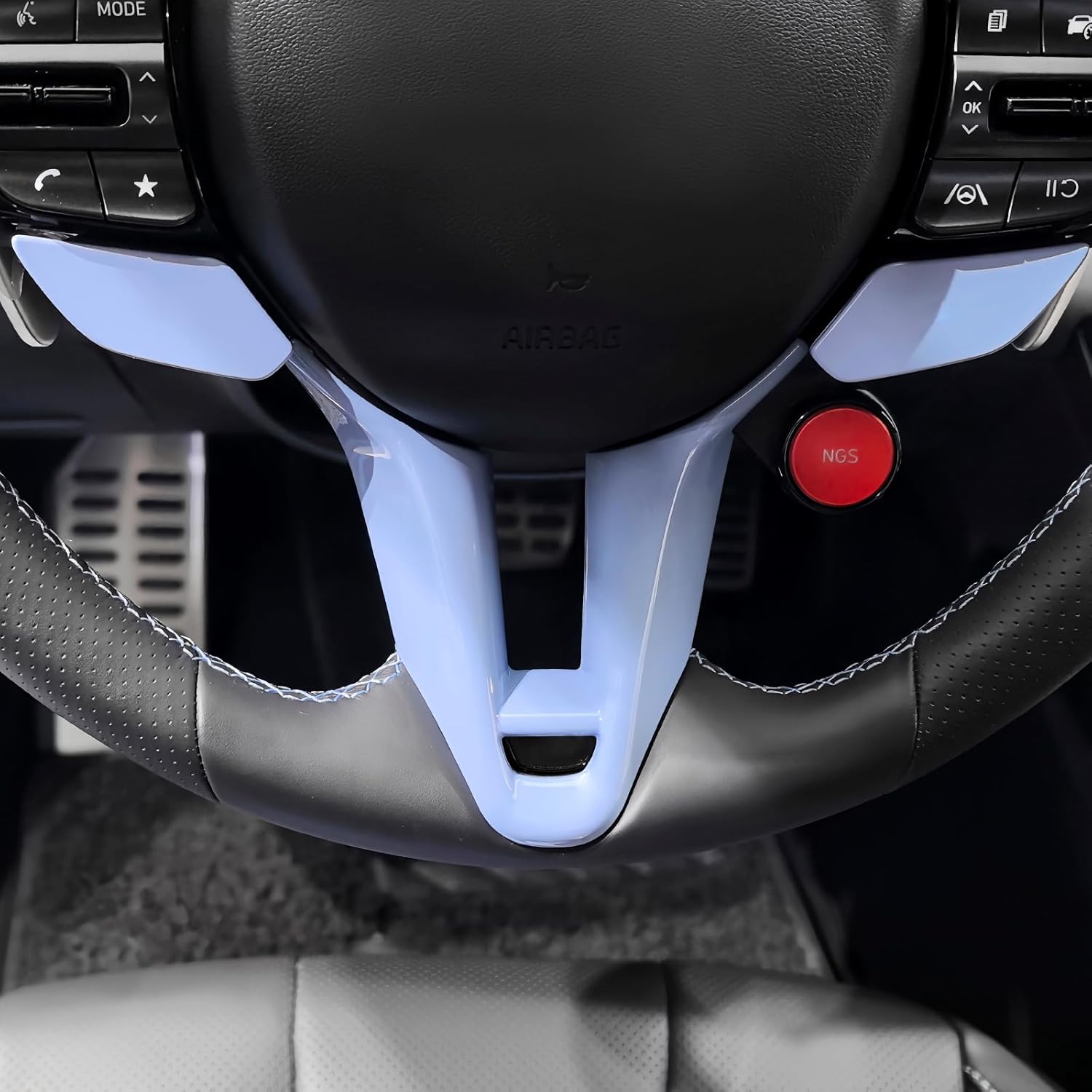 Car Steering Wheel Lower Trim Cover Inner Steering Wheel Frame Cover Compatible with Hyundai Elantra CN7 N Kona N i20 N Accessories(Blue Style)