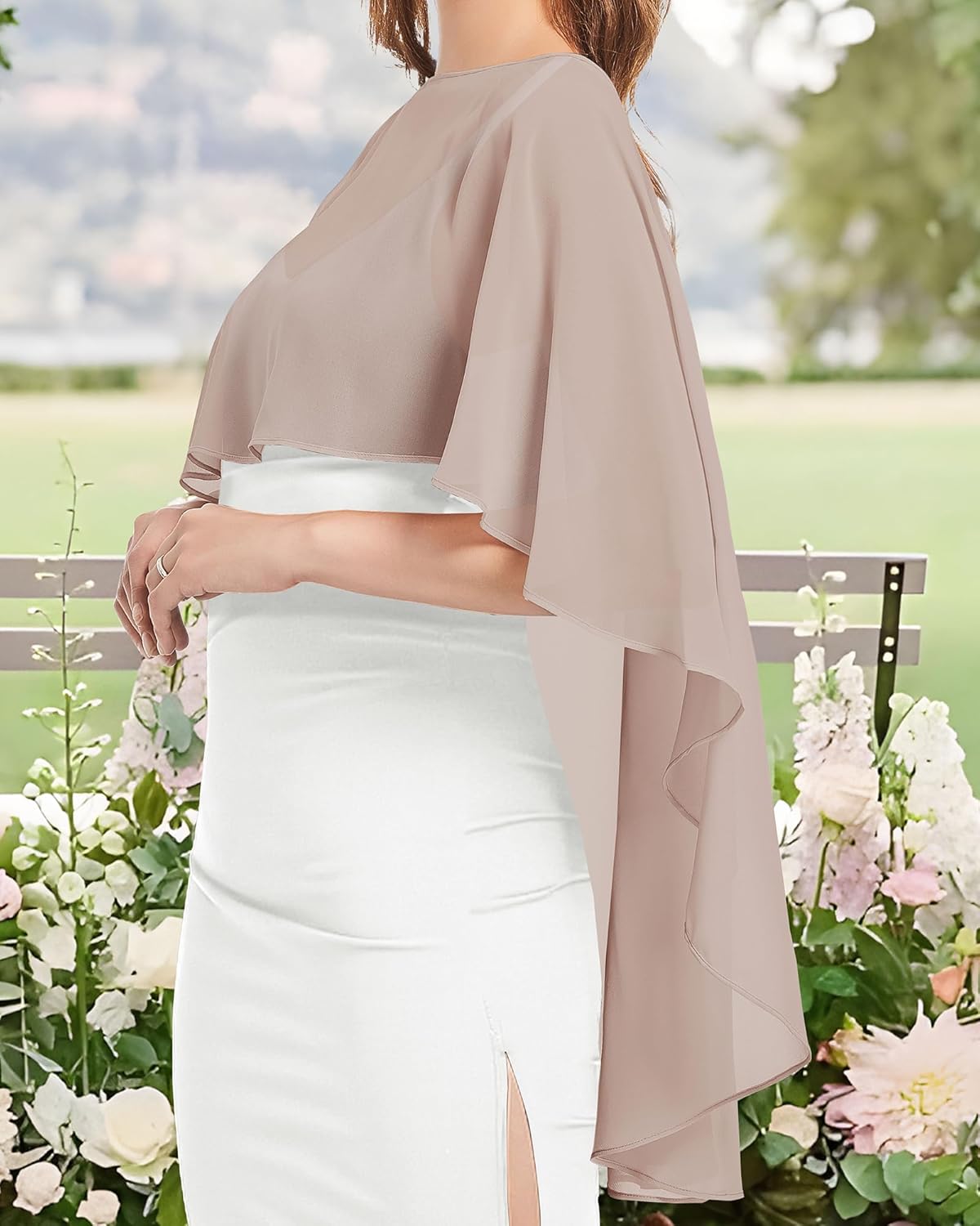 Womens Capelets Shawls and Wraps for Evening Dress Chiffon Capes Wedding Cover Up - Image 5