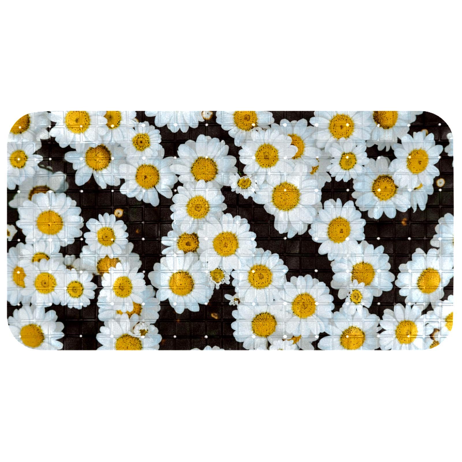Alfombrilla para bañera sin látex de 26.9x14.7" con margaritas