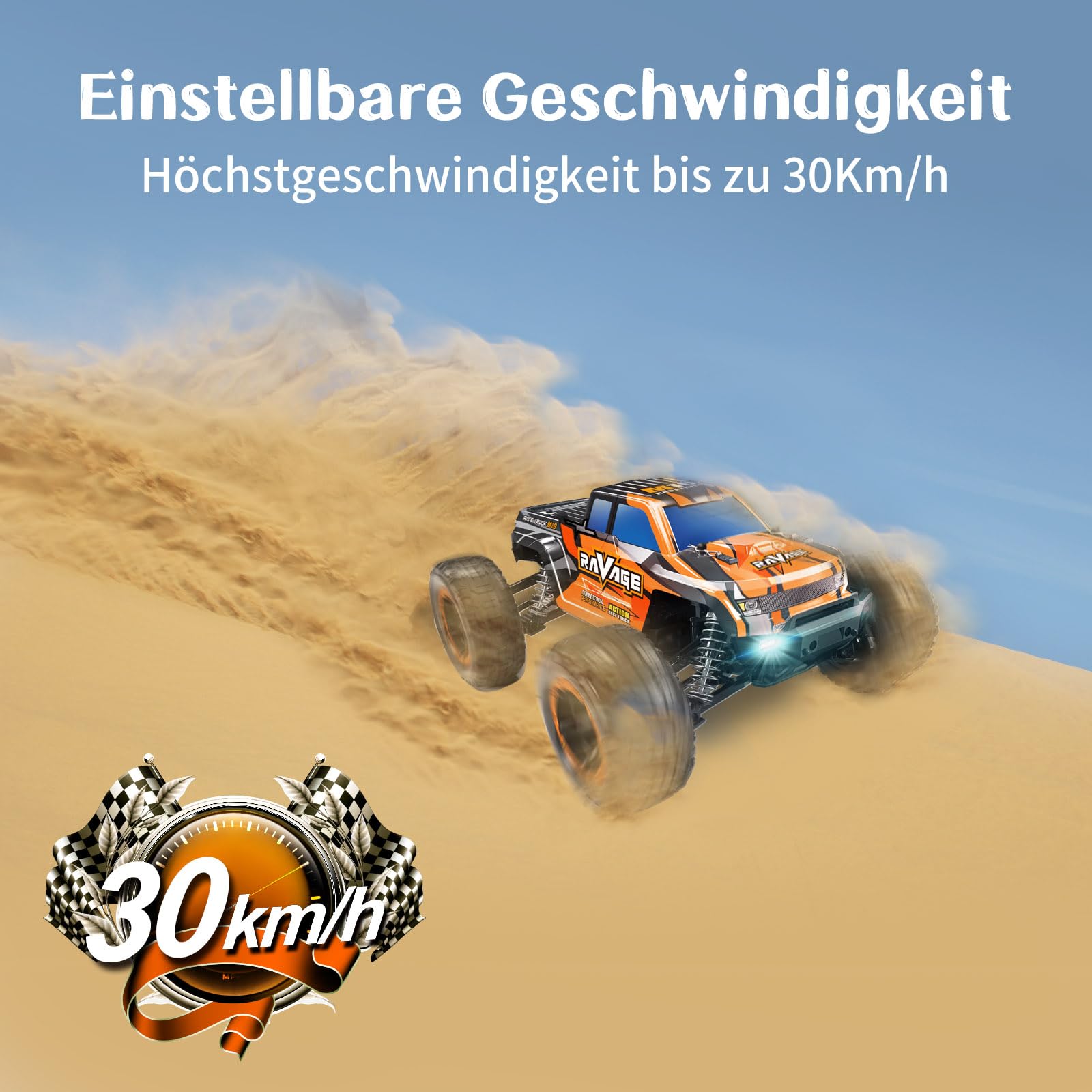 Loolinn | Ferngesteuertes Auto als Geschenk für Kinder und Erwachsene - Hobby Klasse, Sehr langlebig, Maßstab 1:16, 4WD, Höchstgeschwindigkeit 30km/h, Einstellbare Geschwindigkeit - Festtagsgeschenk