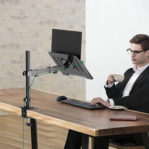 Miniatura 8 de Soporte de escritorio individual para laptop con bandeja ventilada ajustable, se adapta a laptops de hasta 17 pulgadas, soporte de soporte para