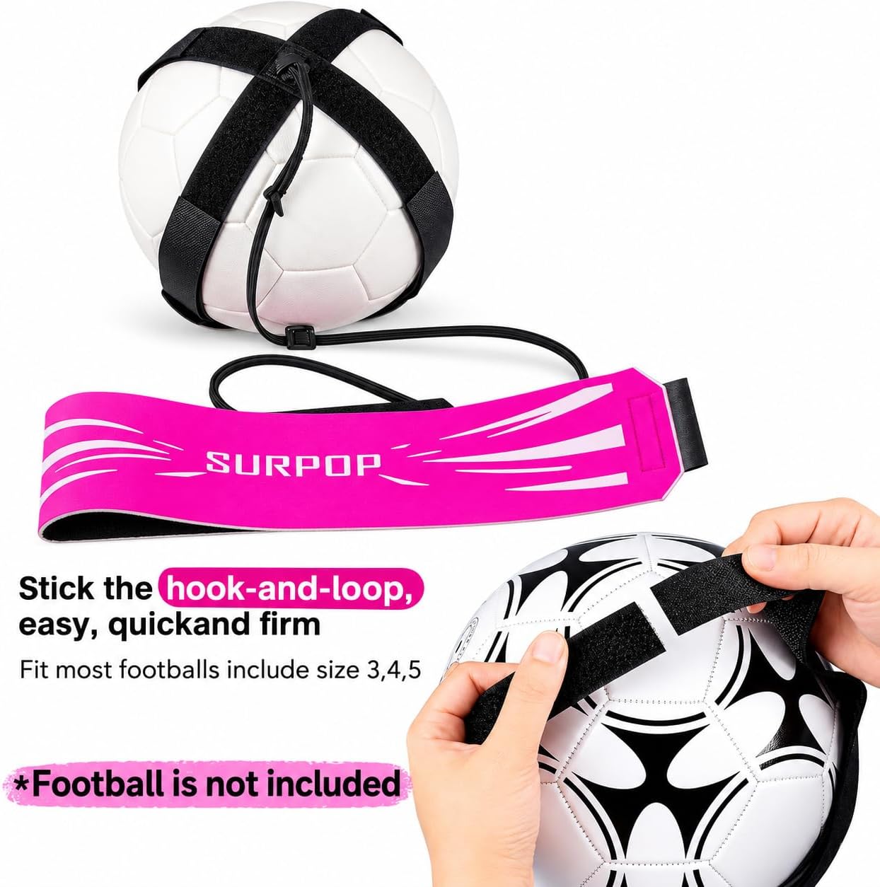 Surpop Soccer/Volleyball/Rugby Trainer, Football Kick Throw Solo Practice Training Aid Control Skills Adjustable Waist Belt for Kids Adults image 4