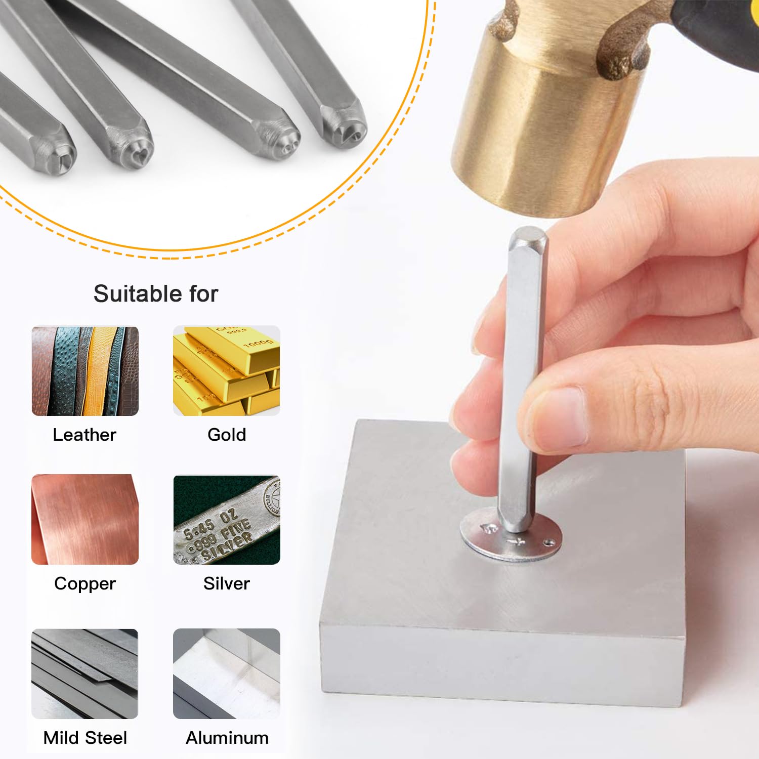 FOGAWA Schlagzahlen Set - 28 Stück 3mm Buchstaben & Zeichen | Für Leder & Holz