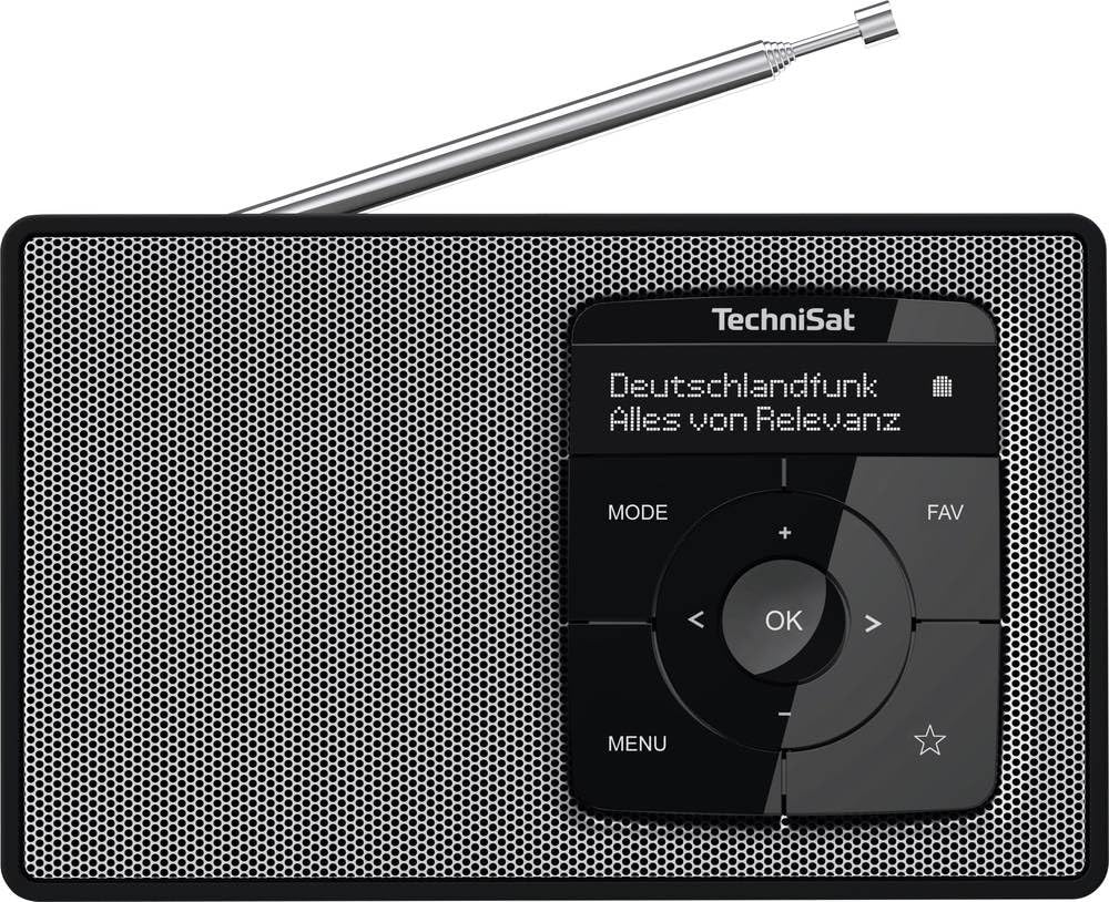 TechniSat Digitradio 2 – przenośne radio DAB+/FM z akumulatorem (z Bluetooth Audio Streaming, funkcja budzika, wyświetlacz OLED, gniazdo słuchawkowe, głośnik 1 W RMS) czarny/srebrny