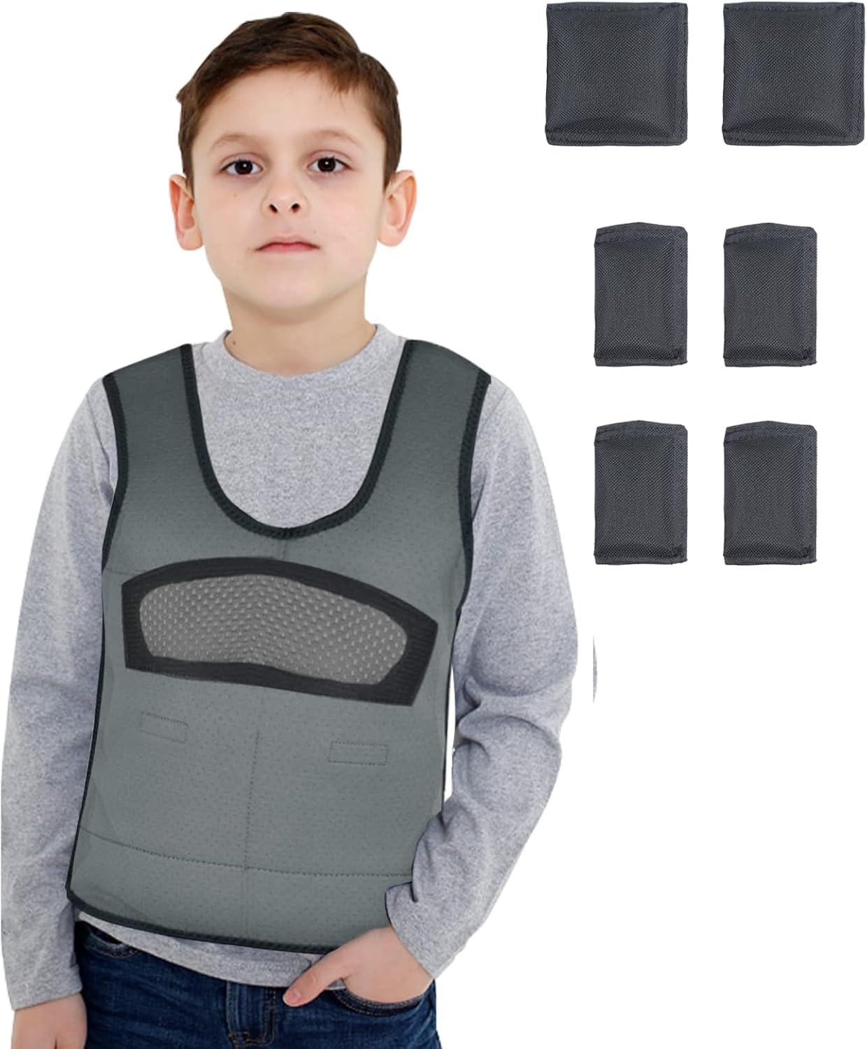 Compression Vest for Kids (Extra Small, Ages 1 to 3) Weighted Vest for Kids Including 6 Removable Weights Black
