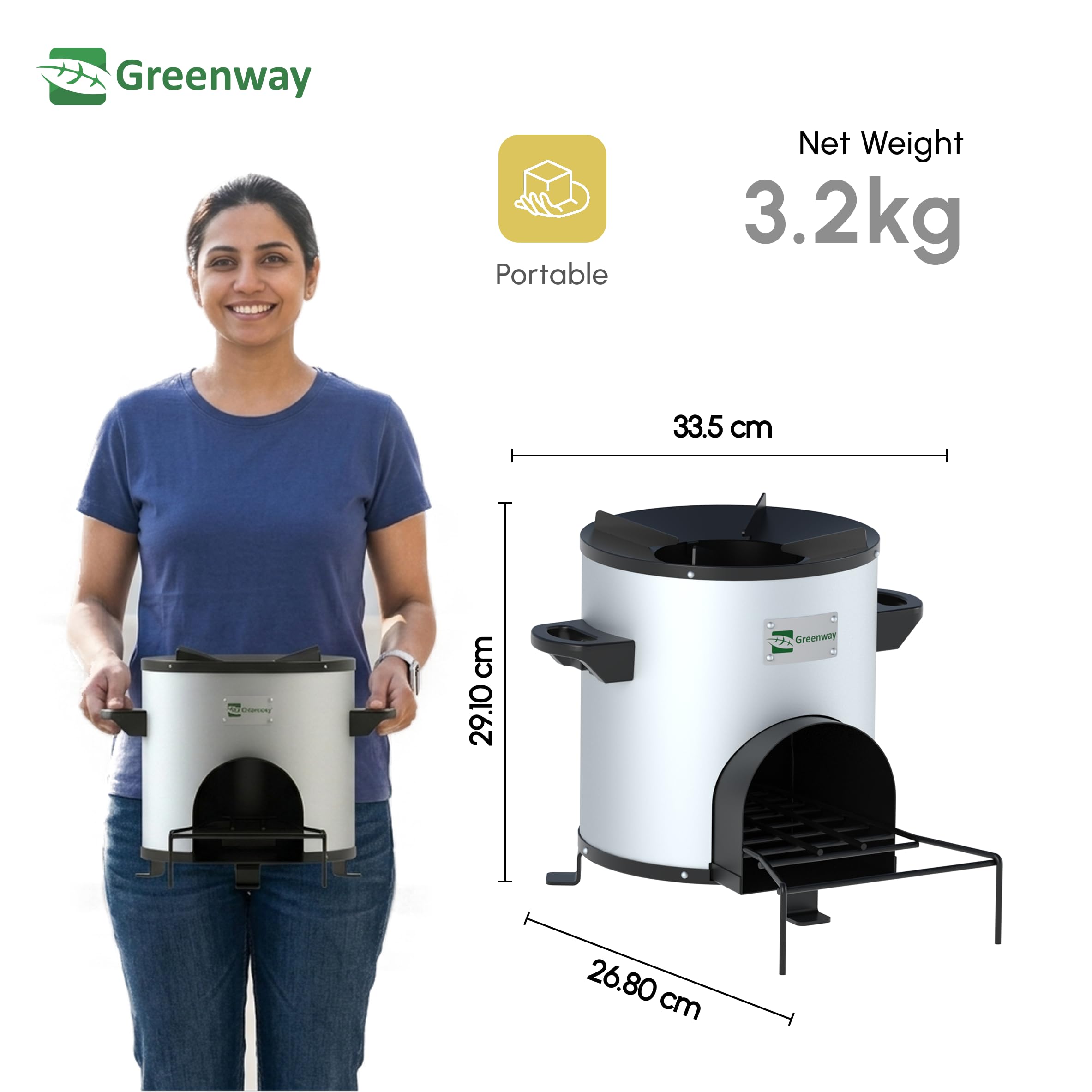 Greenway Smart Stove - Improved Biomass Cooking Stove |Bioflame Wood Stove |No LPG or Gas Needed | Portable smokeless stove for indoor & Outdoor use| Eco-Friendly Lakdi ka chulha | Made-in-India 4