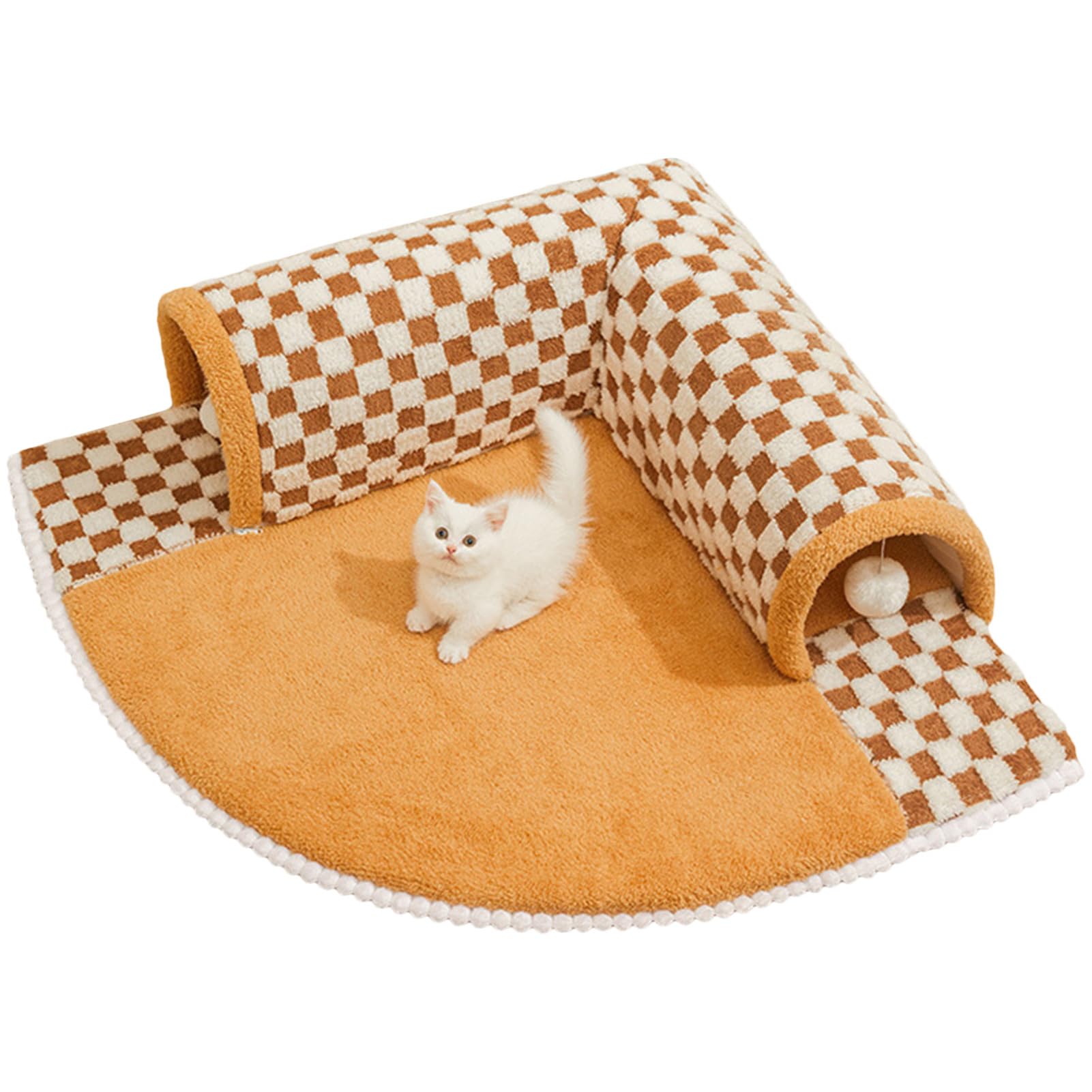 Lit Tunnel Pour Chat D'intérieur – Grotte 2 En 1 Avec Boule En Peluche, Confortable Et Résistant Aux Rayures, Jouets Pour Chiot, Lapin, Furet