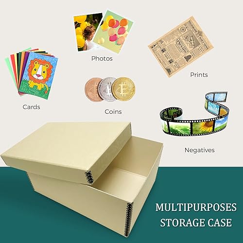 Miniatura 5 de Golden State Art, Cajas de almacenamiento para fotos de archivo, caja de conservación de tarjetas sin ácidos con tapa extraíble, para almacenar