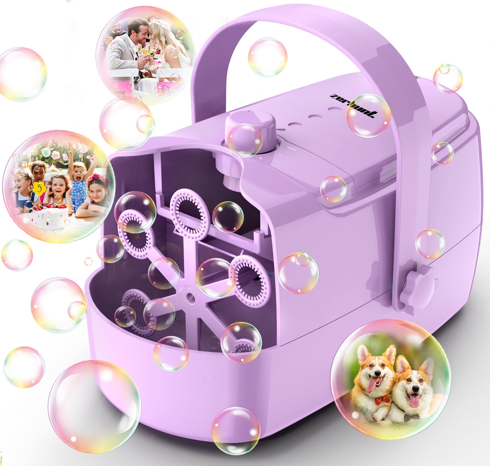 Zerhunt Durable Bubble Machine for Party: 3 Power Modes for Non-Stop Fun - 18000+ Bubbles Per Minute High Output 30 Mins Bubbles per Refill - Kids Safe Auto-Stop for Outdoor Backyard Birthday — Amazon image 11