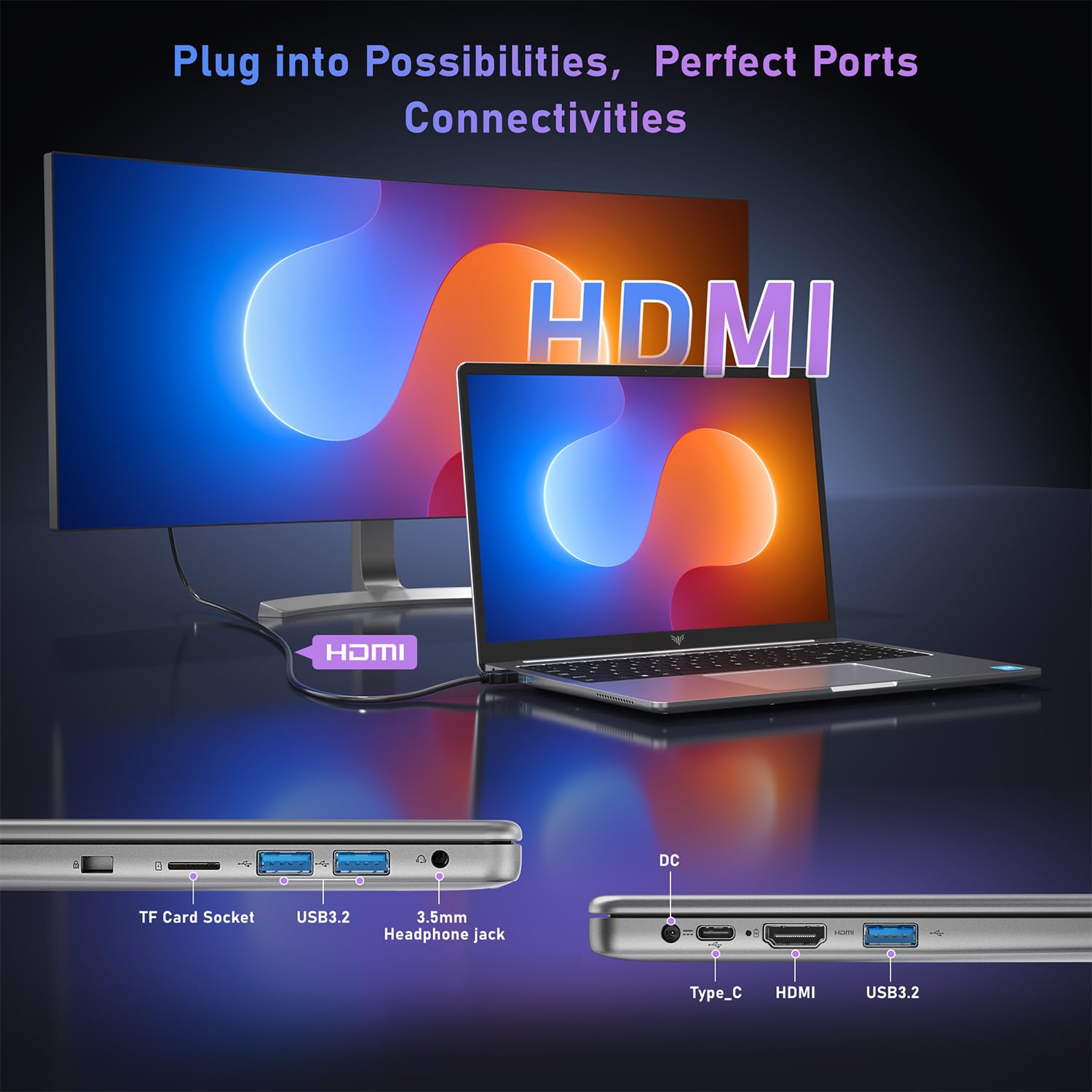 2026 15.6 Inch FHD Laptop 12th Gen N95 Quad-Core (Processor Up to 3.4GHz) - 16GB DDR4 RAM 512GB M.2 SSD, Support Dual-Band WiFi, HDMI,USB 3.2, BT 5.2, 1200 16:9HD Display,5000mAh Long-Battery — view 9