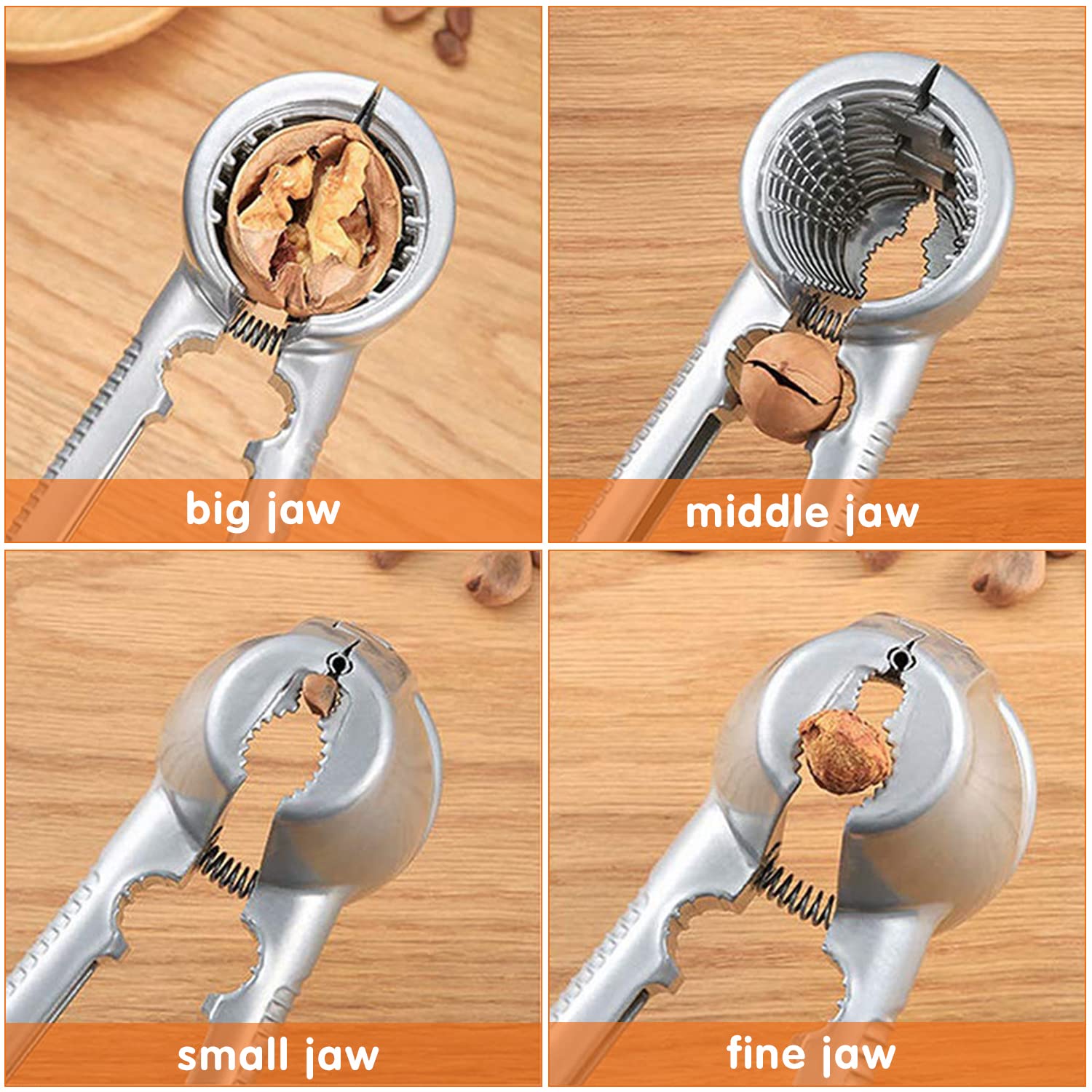Nutcracker, 4 Pcs Nutcracker Kitchen Tool, Nut Crackers Tool, Funnel Walnut Pliers, Metal Nutcracker Multifunction - Image 4