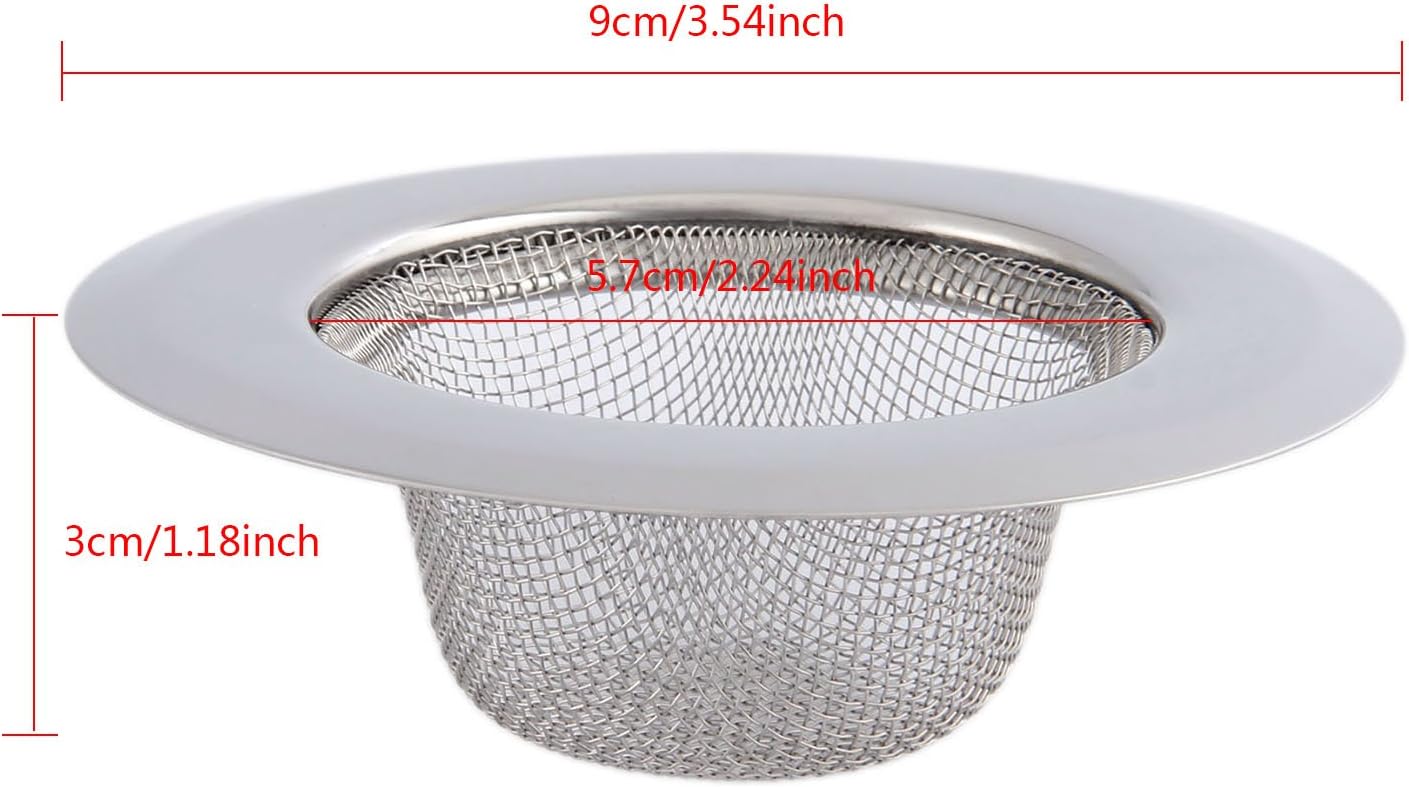 Mtsooning 2PCS Kitchen Sink Strainer, 3.5" Diameter Stainless Steel Drain Cover Stopper, Anti Clogging Garbage Disposal Catcher