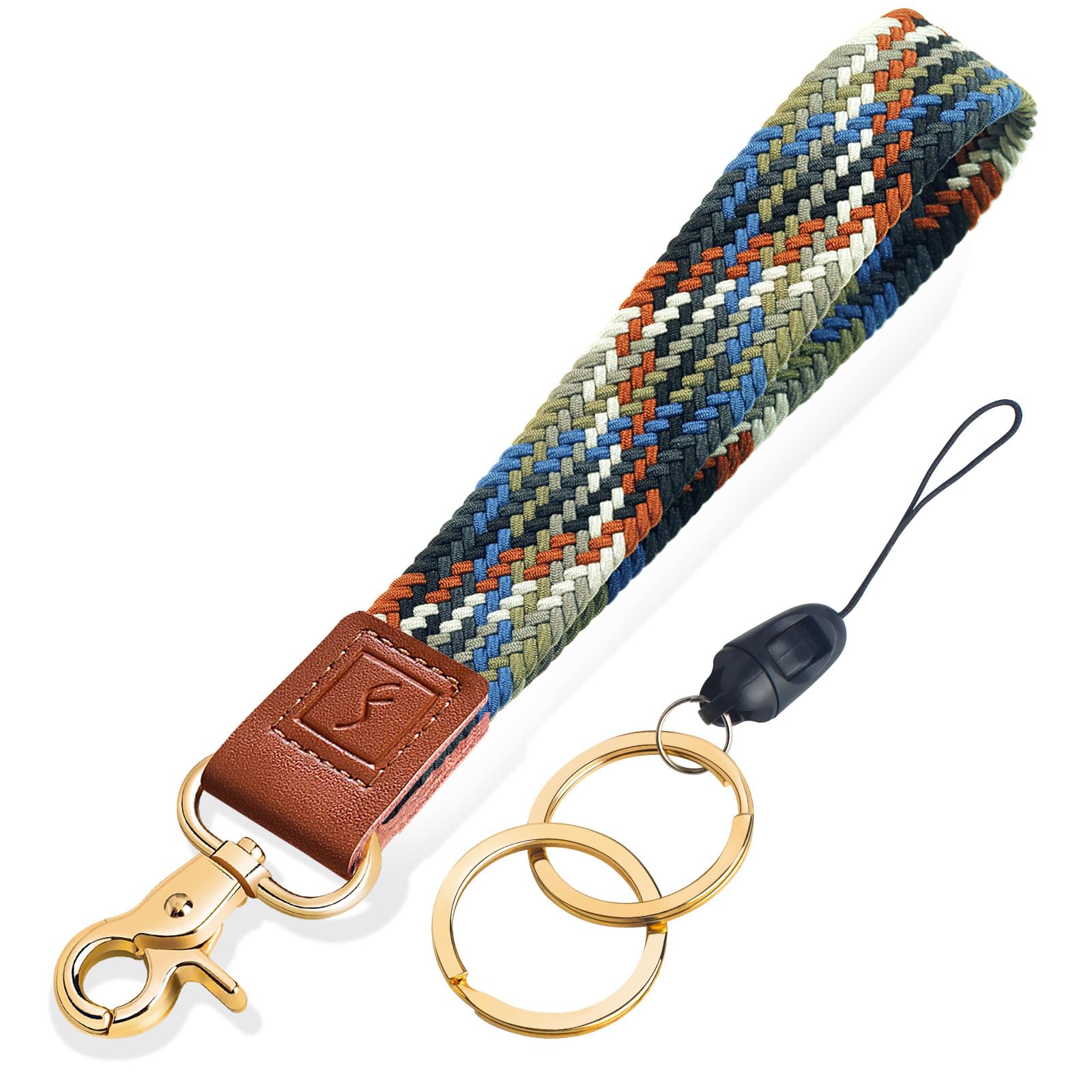 Fishent Stretchy Wristlet Keychain,Braided Cute Wrist Lanyards for Keys, Key Chain Holder for Women Men, Wrist Strap Keychain for Car Keys Phone