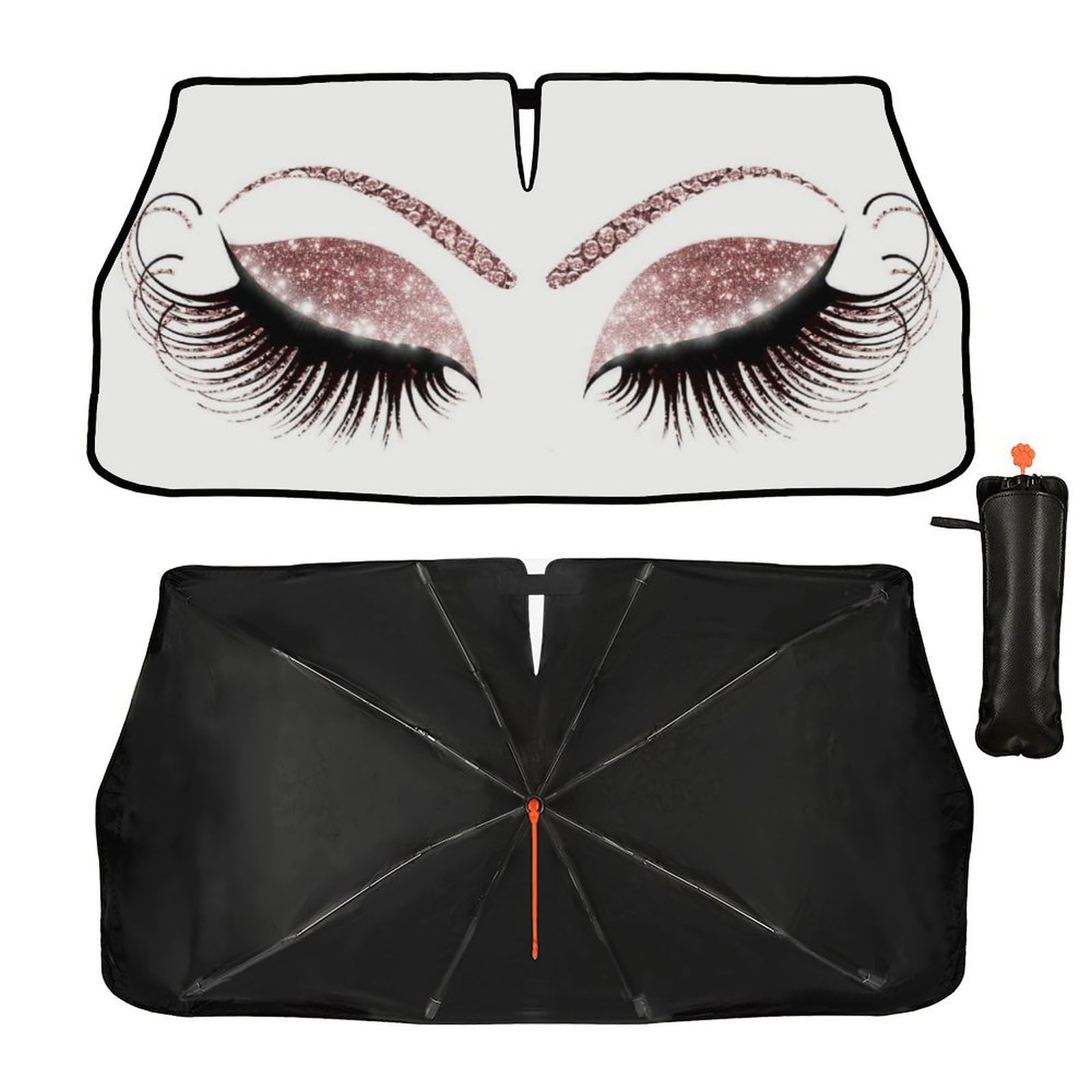 Socira Gorgeous Eyelash Car Windshield Sun Shade Umbrella Foldable Sunshade for Front Window Auto Windshield Sunshade Protect from Sun Rays Heat 57'' X 30'' Fits Most Cars Trucks & Suvs