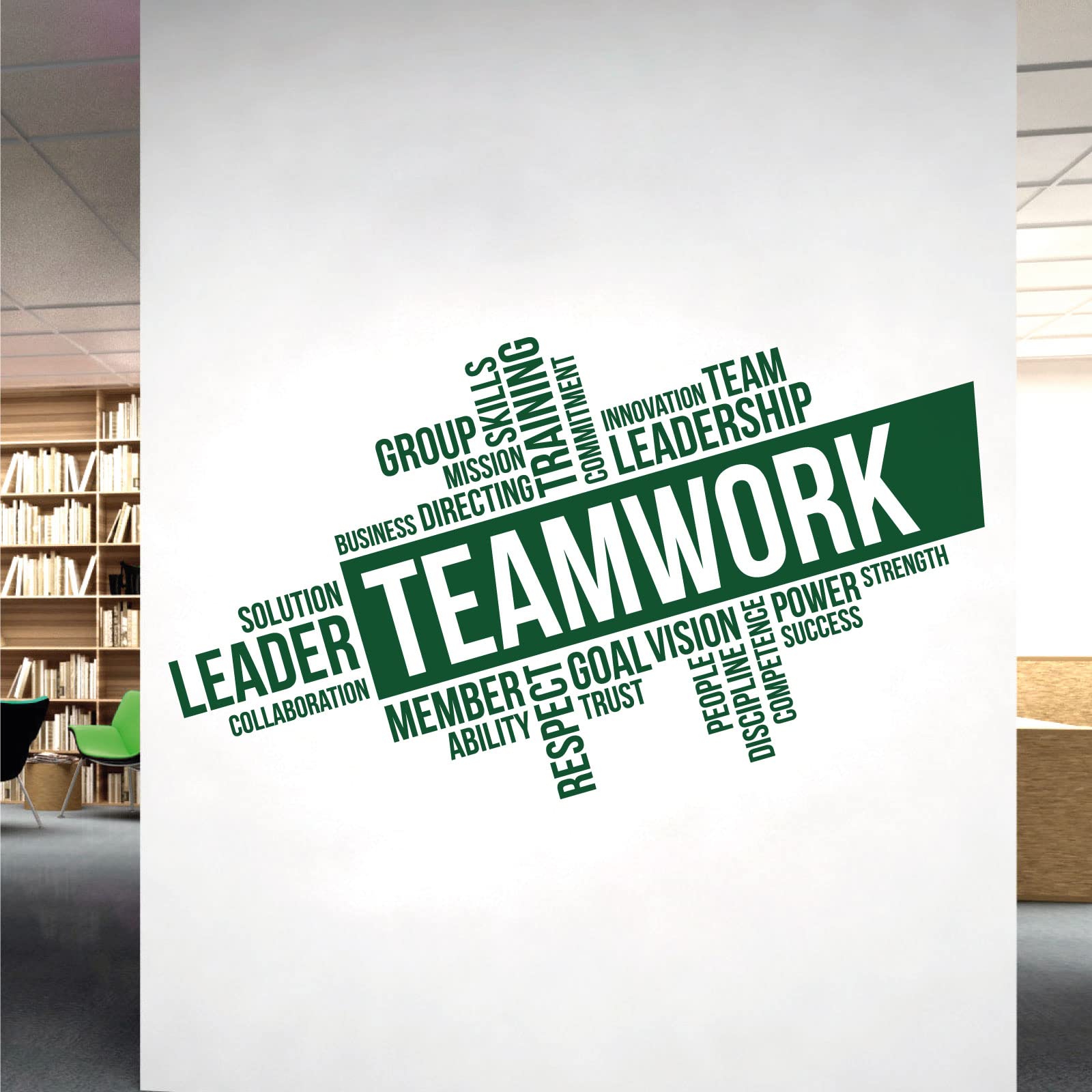 Corporate Wall Art Sticker - Teamwork, Leadership, Training, Skills Goal, Respect... - Company Office, Conference Room [XLarge] [Forest]