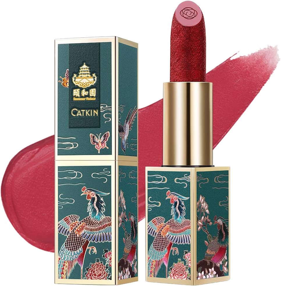 CATKIN X SUMMER PALACE Lipstick, Matte Rouge Red Long Lasting Moisturizing Lip Stick Makeup - CR139 …