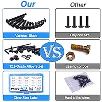 Vista 5 de Surtido de 702 tornillos métricos M3, tapa de botón hexagonal M3, tornillos de máquina M3, tornillos y tuercas surtido con llave Allen
