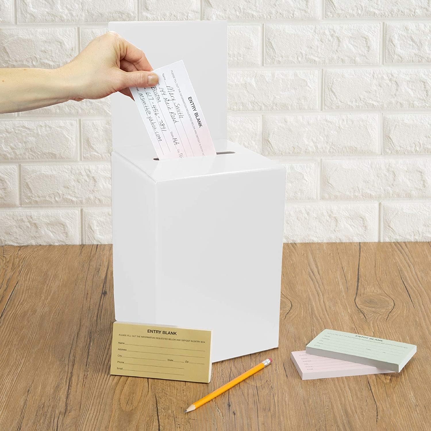 White Card Box XL raffle ticket box Corrugated Ballot and suggestion box with wide slot Donation Box & Removable Header for fundraising events 10.5H x 10.5W x 10D, Display area 11" x 10.5"(10 pack)