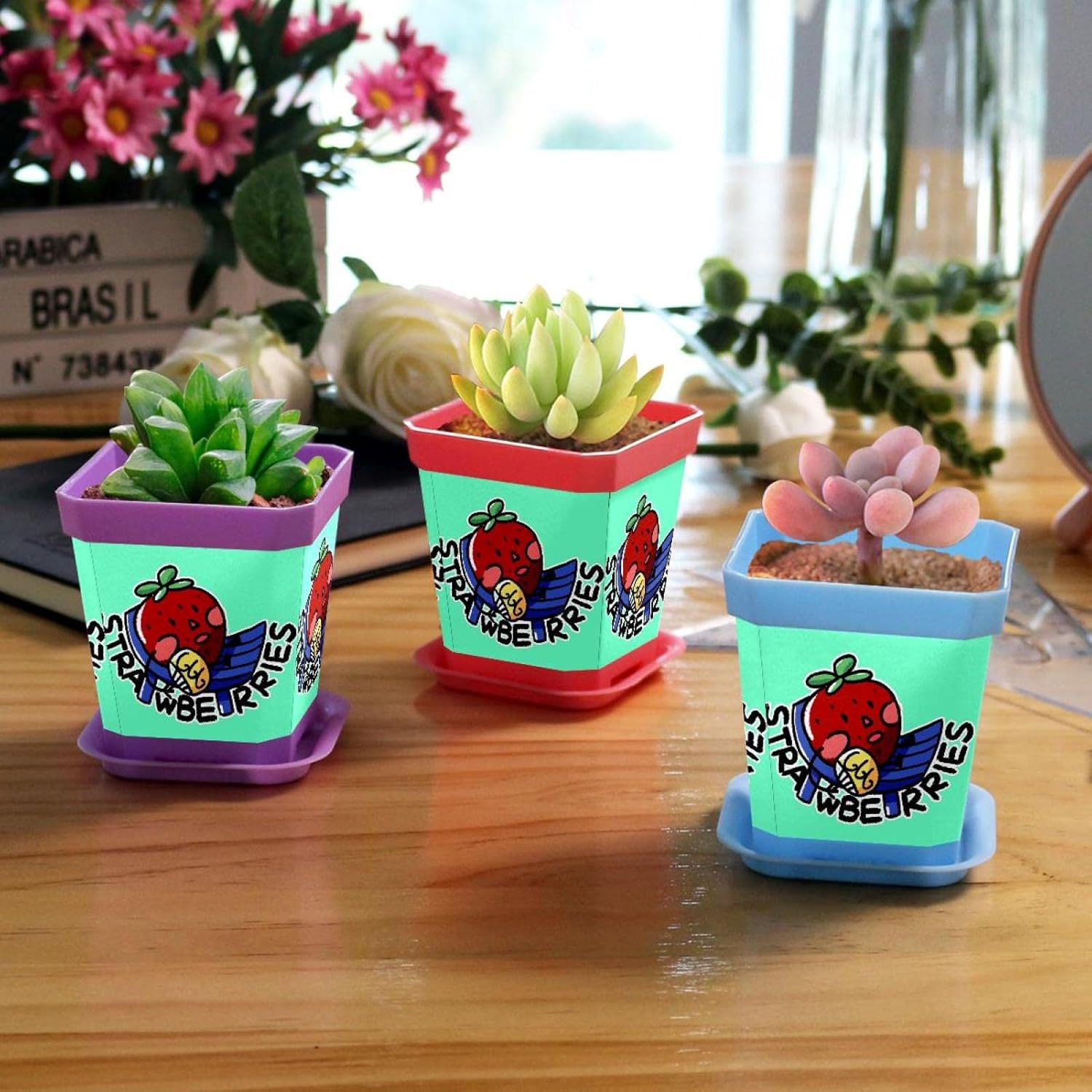 Plastic Plant Nursery Pots,Strawberry,8 Packs Plant Pots,Flower Plant Container for Succulents,Seedlings,Cuttings,Transplanting : Patio, Lawn & Garden