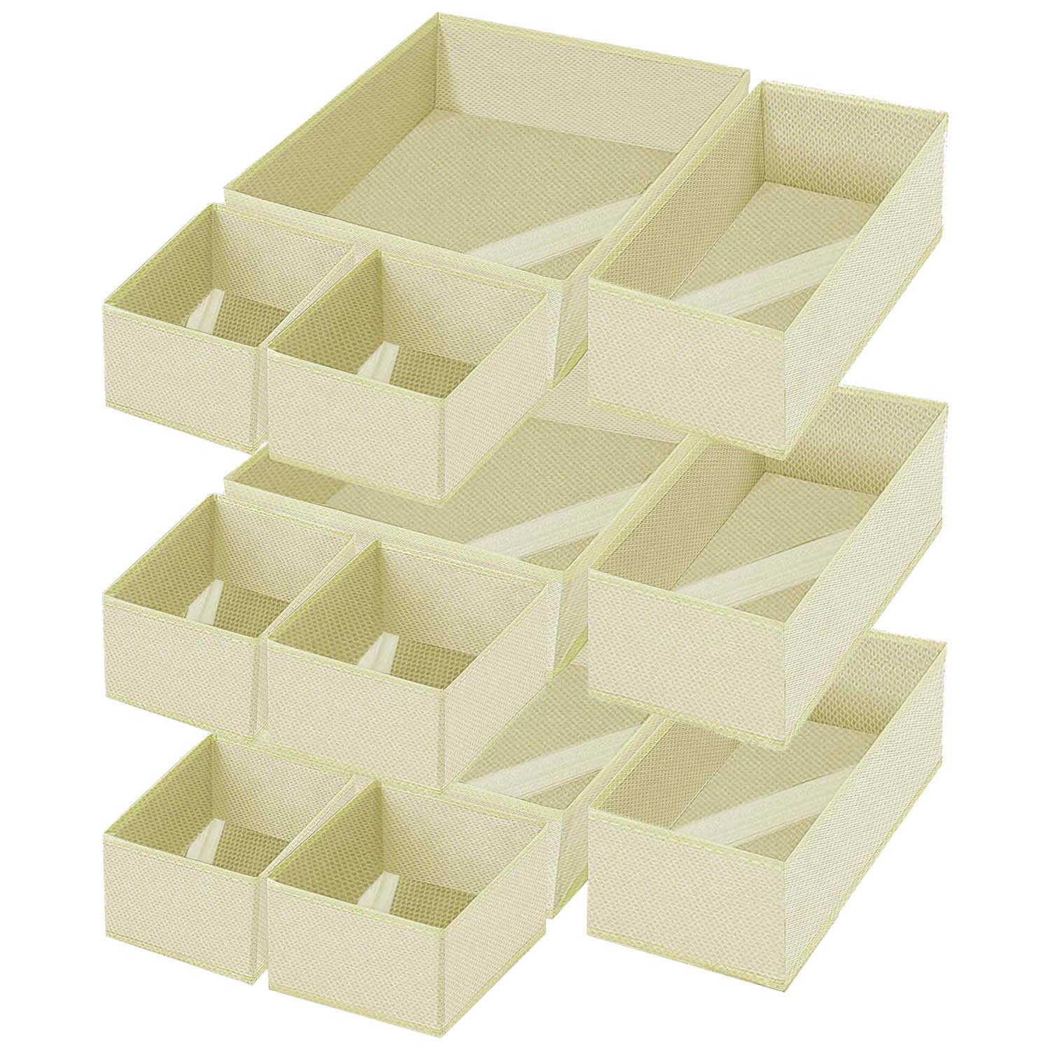 TOUYINGER Clothes Drawer Organiser Foldable, Set of 12 Storage Boxes Fabric for Wardrobe Drawer Dividers for Underwear Sock