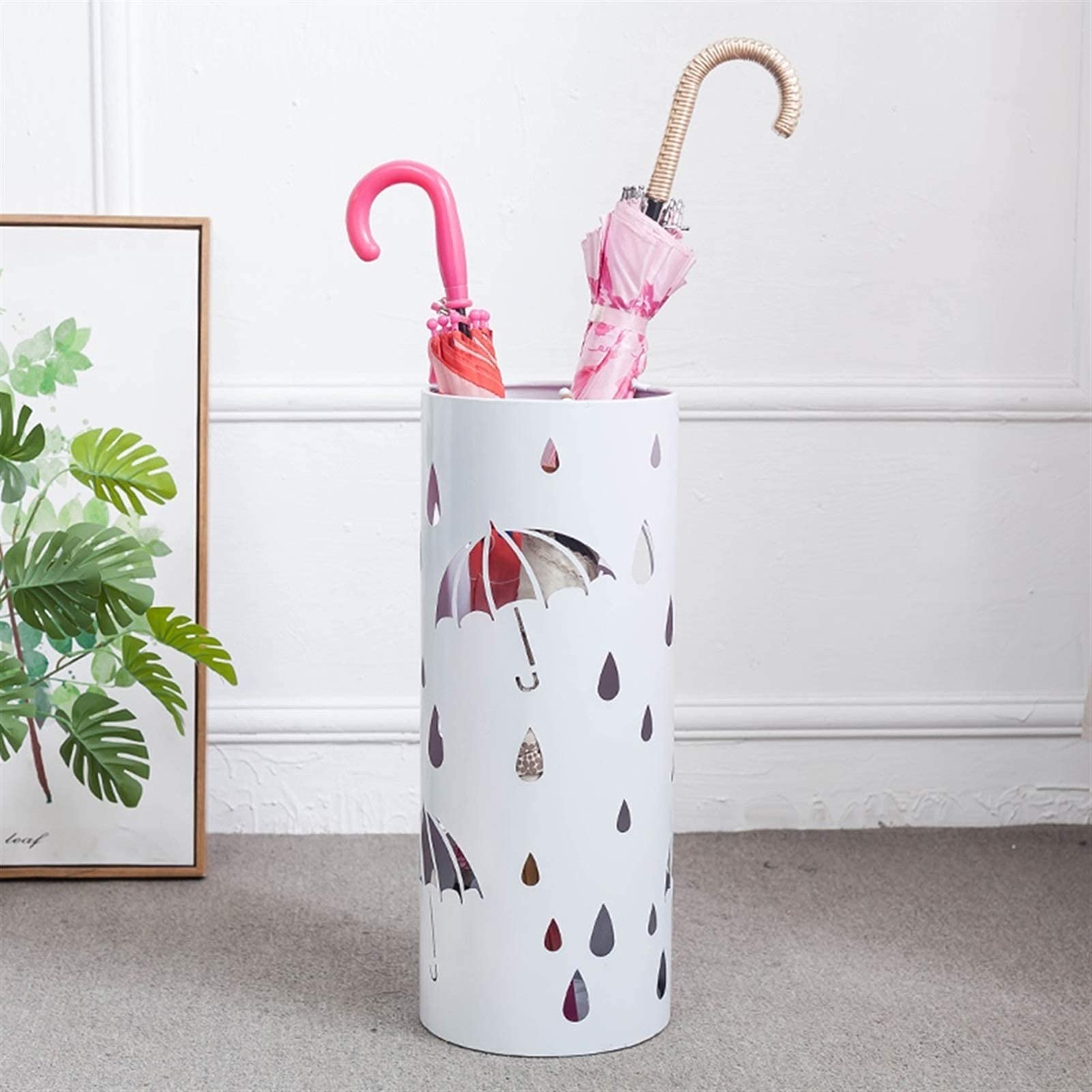 Porte-parapluies de luxe en fer forgé sculpté blanc haute résistance
