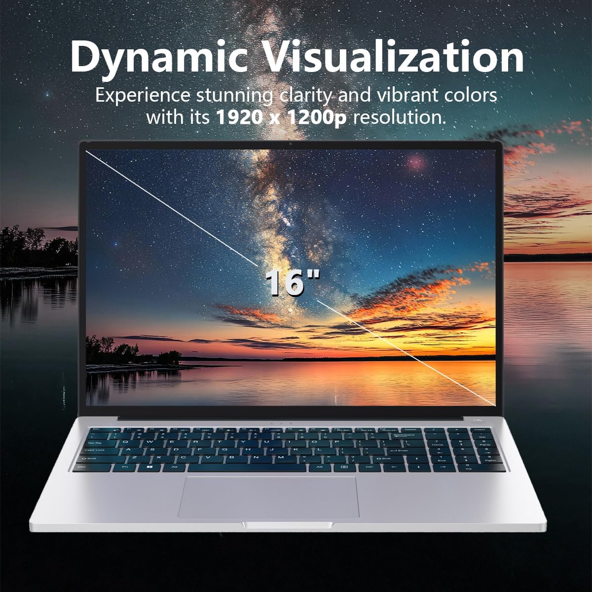ZOLWAYTAC Gaming Laptop,Core i5-Quad-Core Processor (Up to 3.5GHz), 16" FHD IPS 1920x1200 180° Viewing Angle,12GB DDR4+512GB SSD, WiFi&BT/USB3.2-Aluminum Laptop for Work/Gaming,Metallic Silver image 3 of 7 B0DZDY1SDN