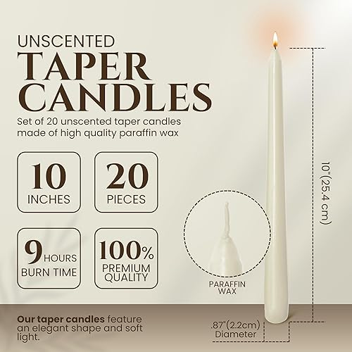 Miniatura 137 de Axiom Candles Velas altas sin goteo de 10 pulgadas sin perfume y sin humo, 9 horas de tiempo de combustión, velas cónicas para el hogar, cenas