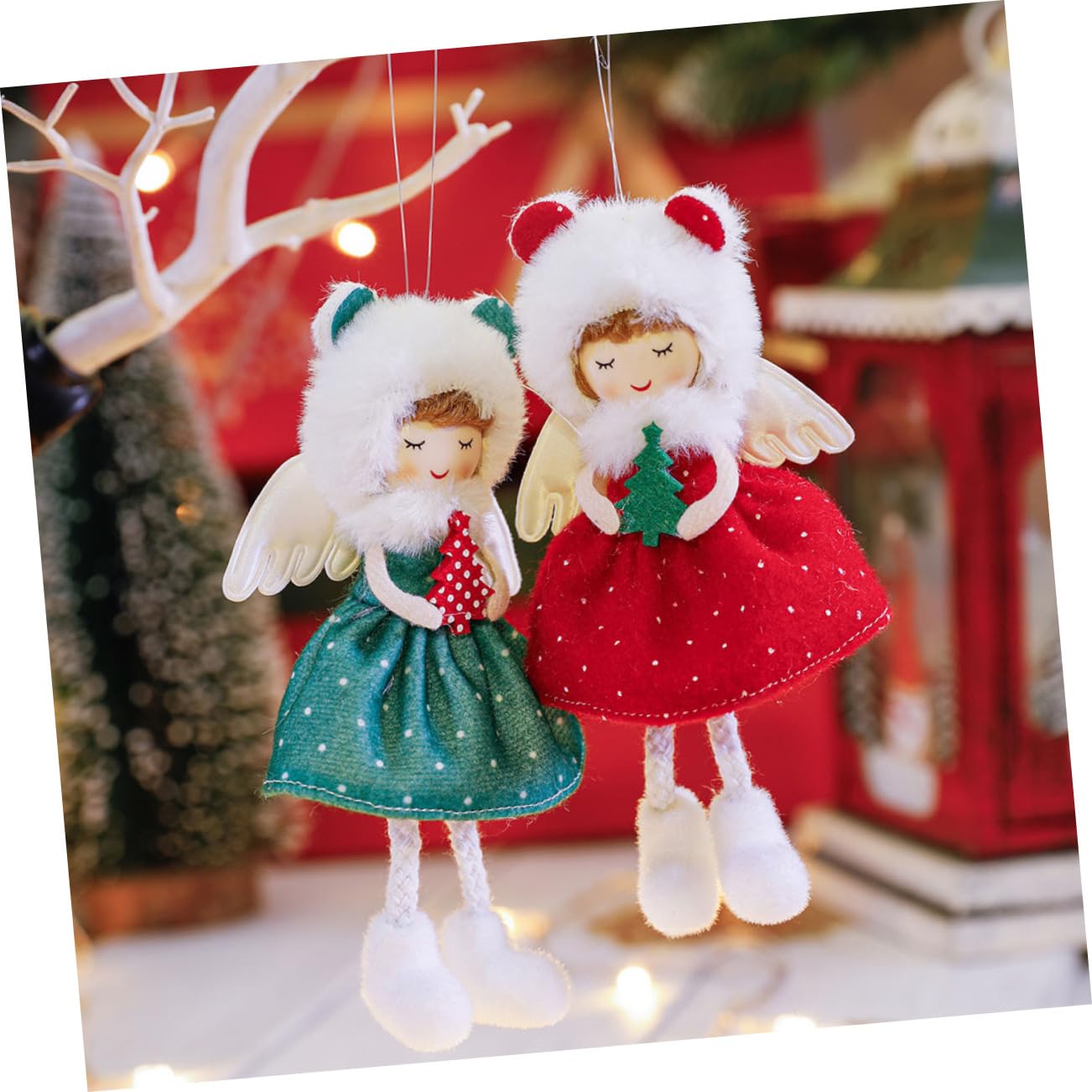 Zerodeko 4 Ensembles Charme Fille Ange Décorations d'ange Fleurs Artificielles Décorations Poupée Ange De Décoration De Noël Guirlande Lumineuse Solaire D'extérieur Fée Peluche 2 Pièces * 4