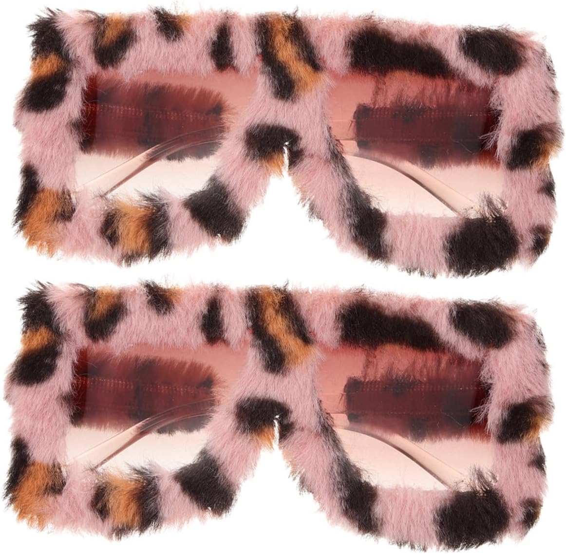 2pcs Plush Cat Eye Sunglasses Unisex Novelty Fuzzy Eyewear Vintage Party Funky Glasses for Men and Women