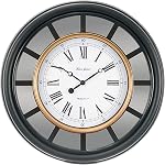 Kiera Grace Horloge murale, 16 Inch, Brushed Dark Brown Horloges murales Batterie exploitée, Silent Vintage Roman Numeral Farmhouse Décor pour salon, cuisine, salle de bains