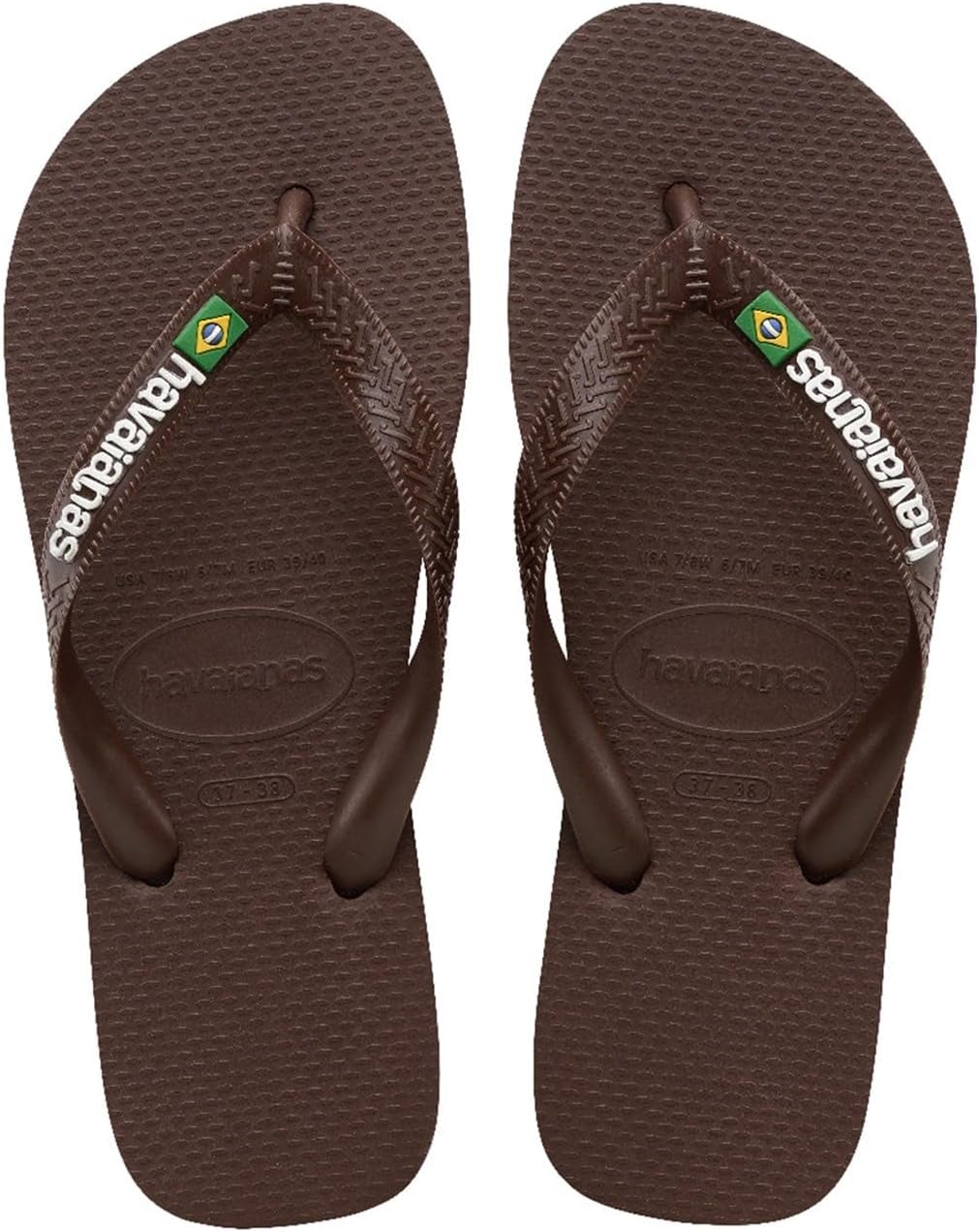 Havaianas Brasil Logo Unisex-Adult Sandals,Coffee/White,45/46 EU
