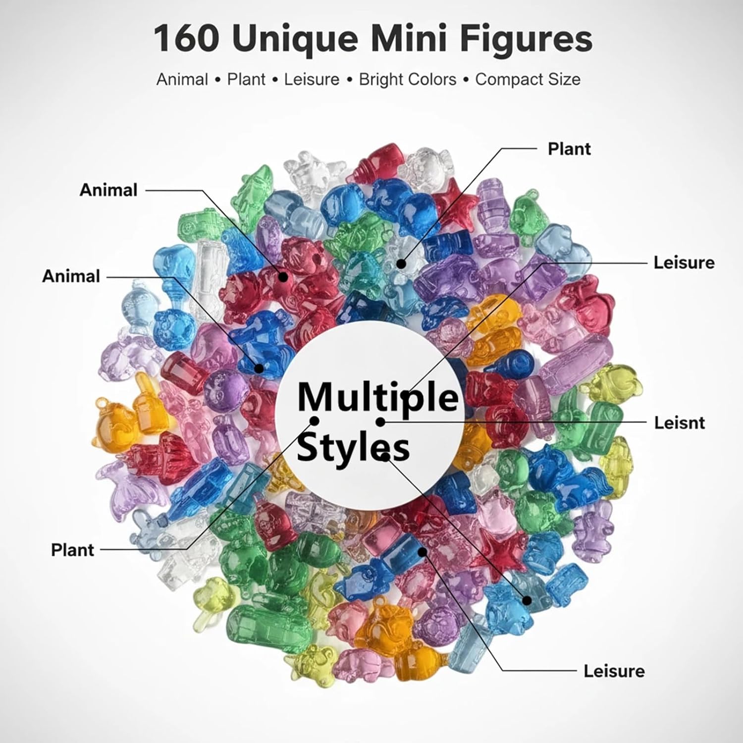 160PCS Mini Random Figures Bulk, Mini Resin to Hide, Miniature Figurines, Small Classroom Prizes, and Fairy Garden Micro Landscaping Dollhouse Home Decor Crafts, Party Favors - Image 3