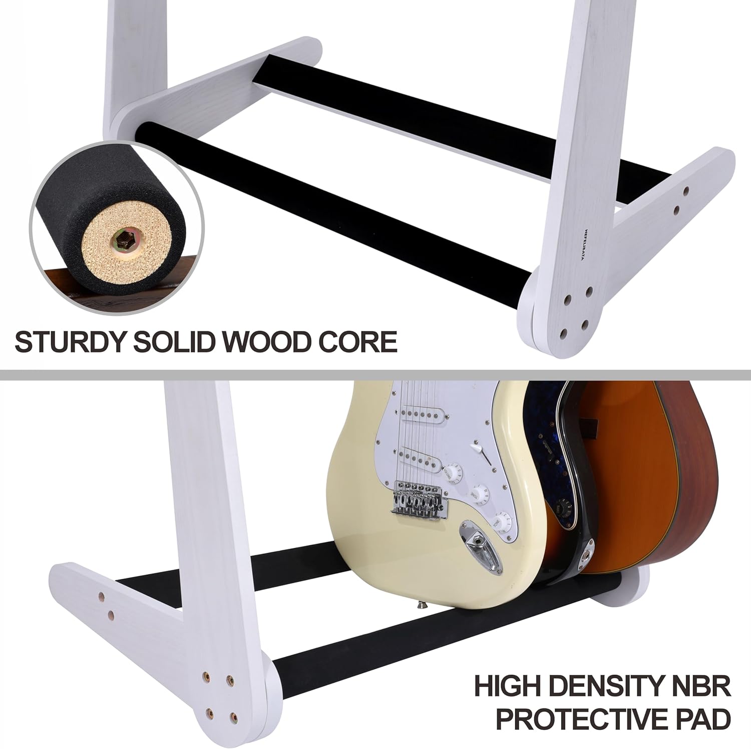 Nefelibata Multi-Purpose Guitar Stands 5 Wooden Guitar Rack Floor Stand for Guitars and Cases, Electric Guitars, Acoustic Guitars, Bass Guitars, Cellos - German Ash (White)