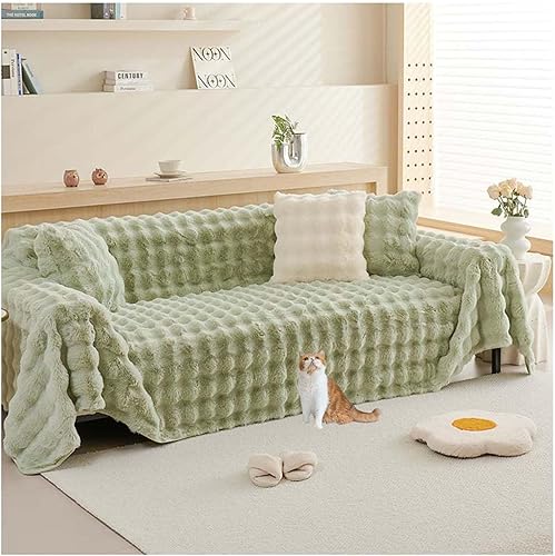 Funda de sofá divertida y mullida, funda protectora de muebles de tela de felpilla en espiga de espiga, protector de colchón de toalla, protector de