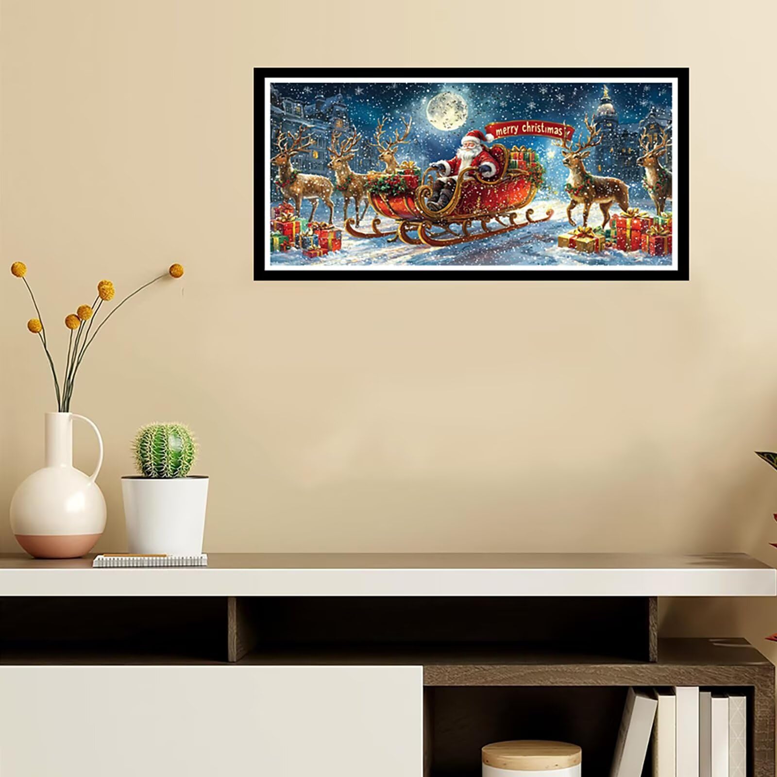 Malarstwo diamentowe, Święty Mikołaj, obraz diamentowy, dla dorosłych, duży, XXL, 100 x 200 cm, malowanie diamentami, do majsterkowania, dekoracja ścienna do domu, CJ0P-625