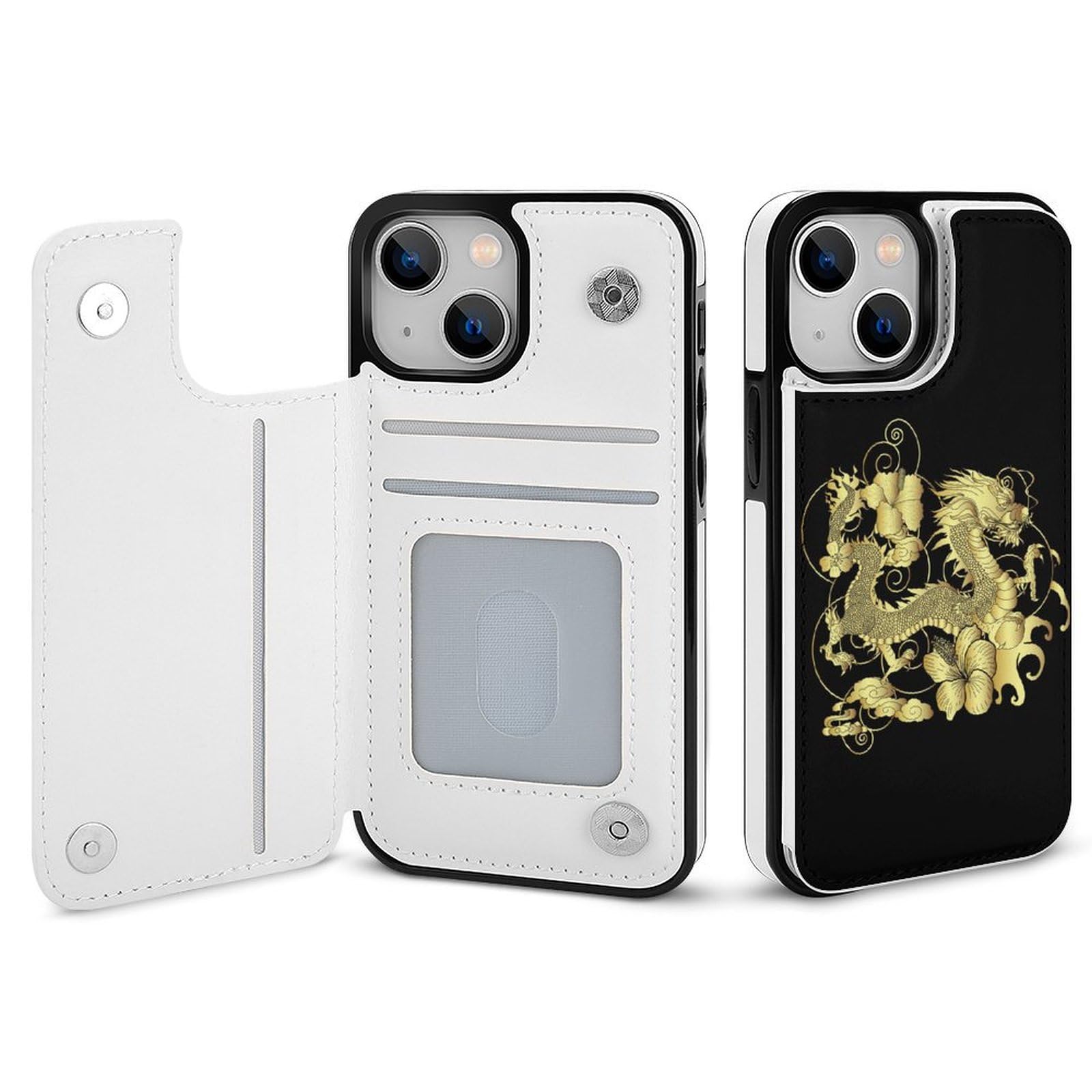 Amazon.co.jp: iPhone 13 Pro ケース 手帳型 ドラゴン柄 龍 竜 金色 全