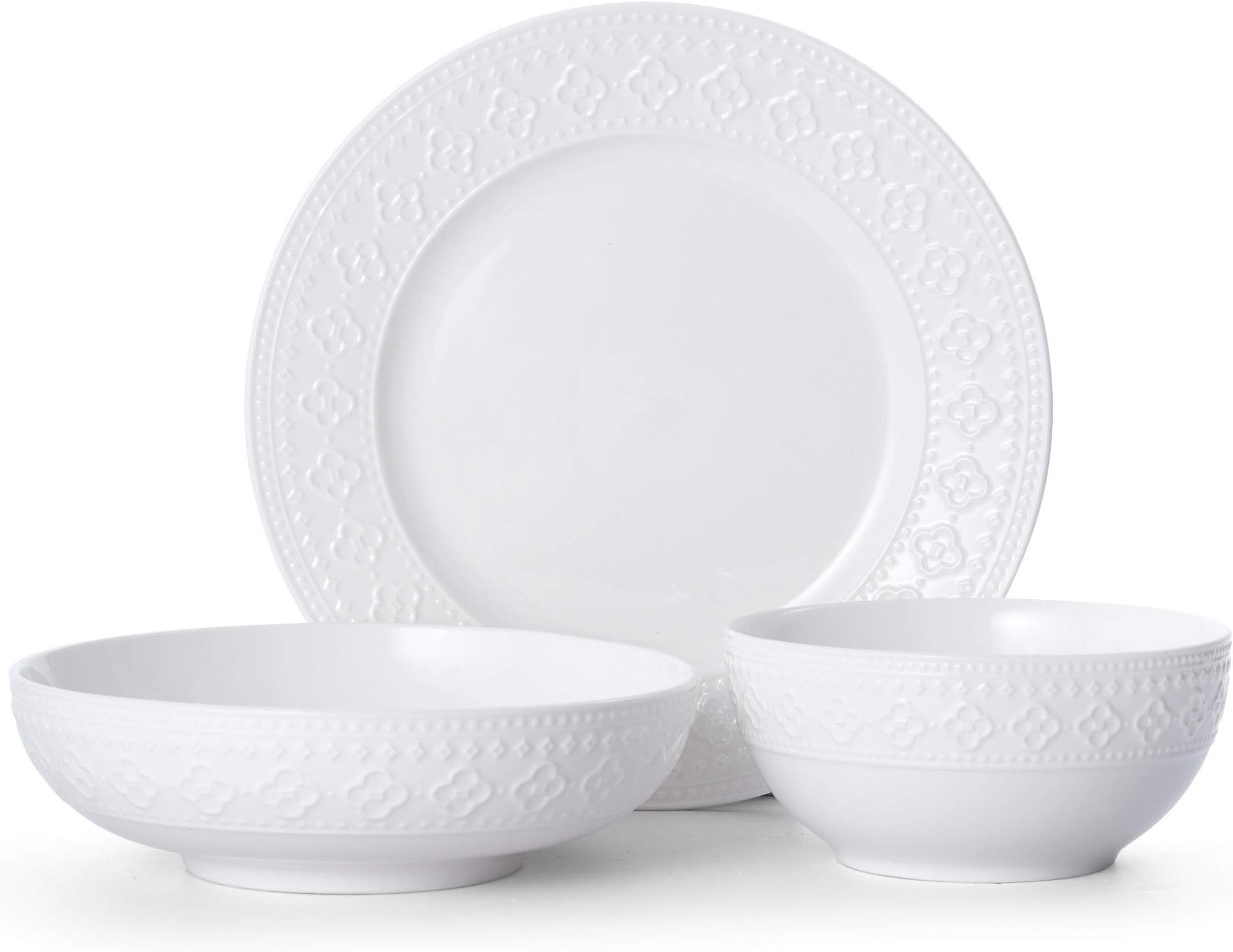 Pfaltzgraff Clarissa Dinnerware Set, 16 Piece, White