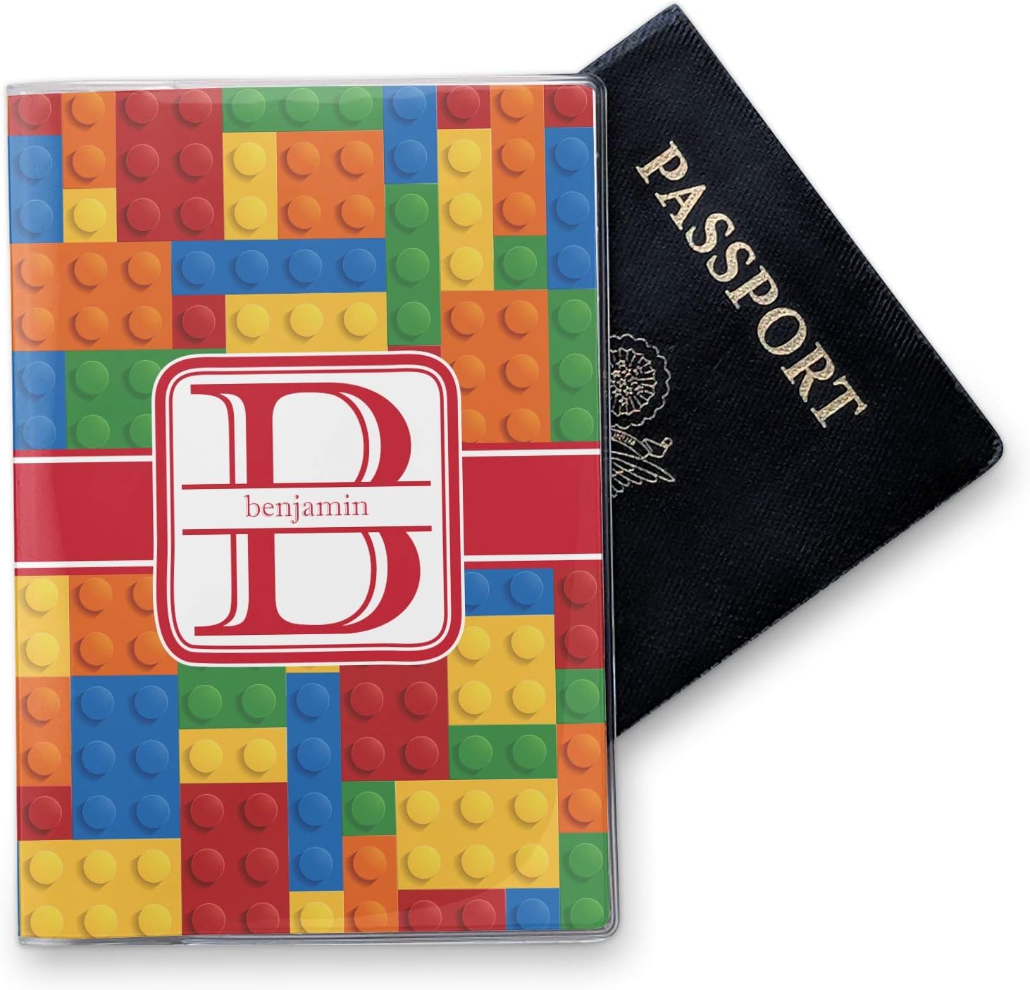 Personalized Building Blocks Vinyl Passport Holder