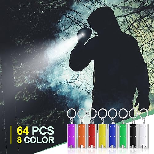 Miniatura 5 de Hicarer 64 linternas llavero a granel mini potente LED llavero luces linterna portátil para emergencia camping equipo al aire libre fiesta