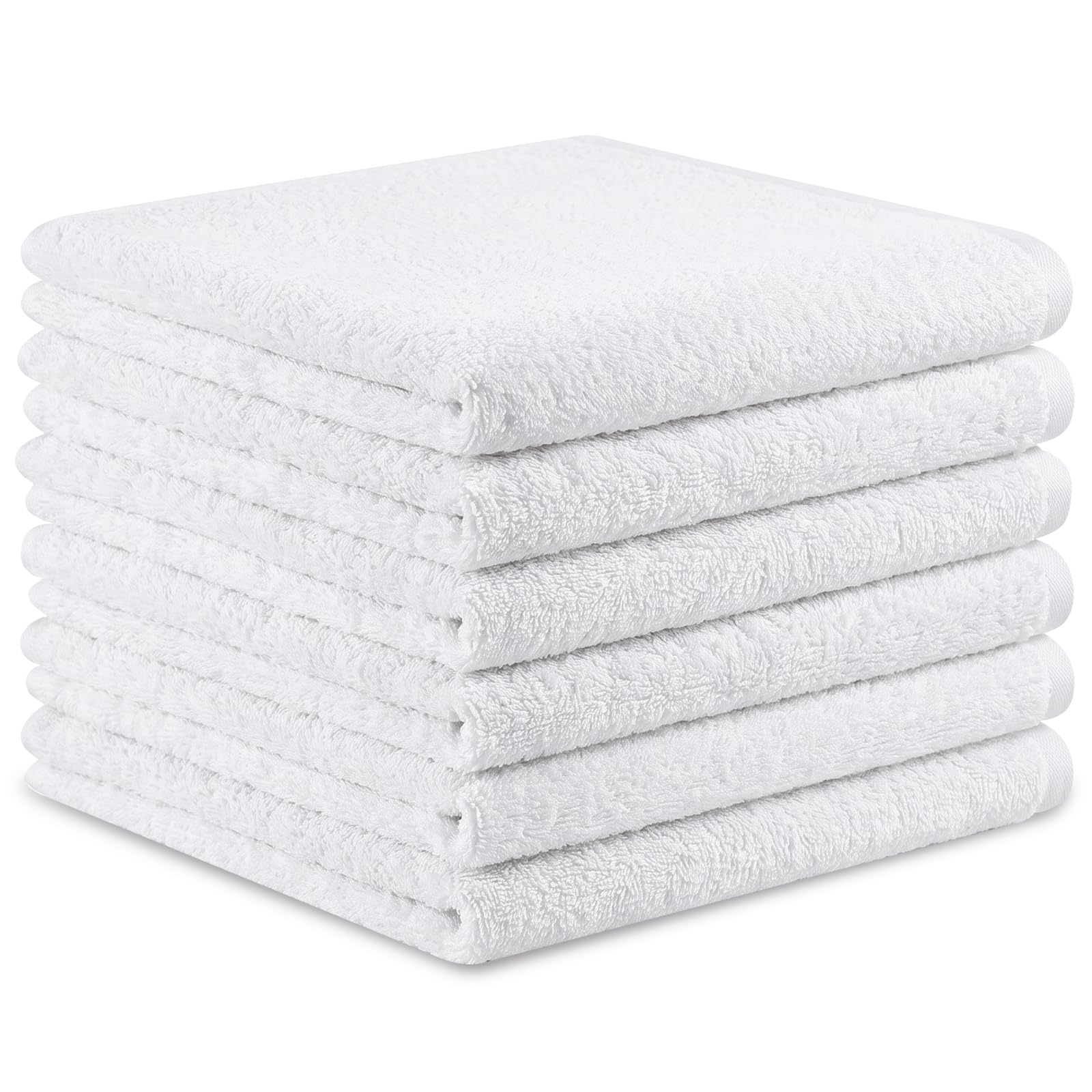 6 Pack Washcloths, 100% Cotton Wash Cloths, 12x12 Inch, White