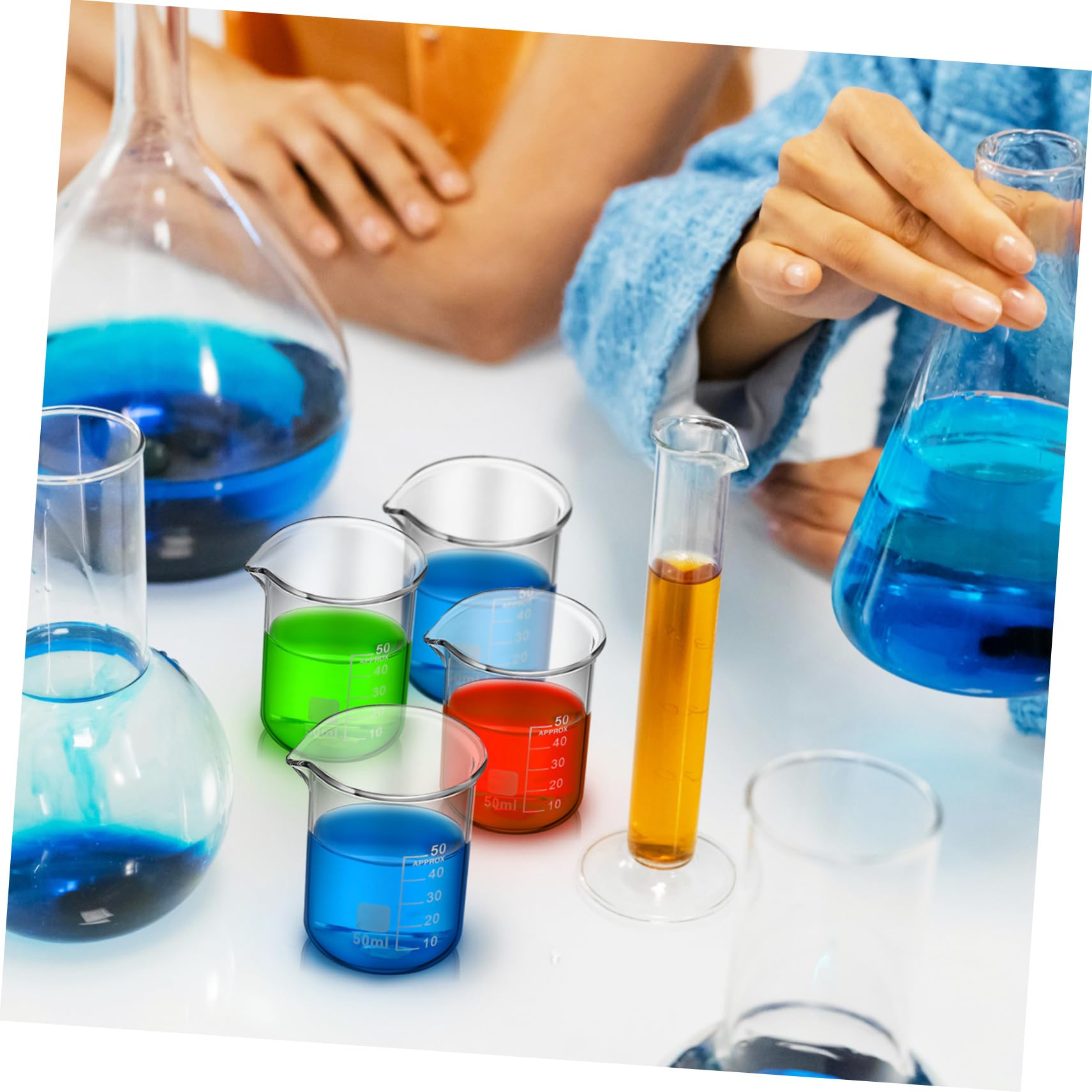Becher da Laboratorio in Vetro Graduato 50ml 20 Pezzi | Misurazione Precisa, Facile da Pulire, Forniture per Chimica e Uso Scolastico