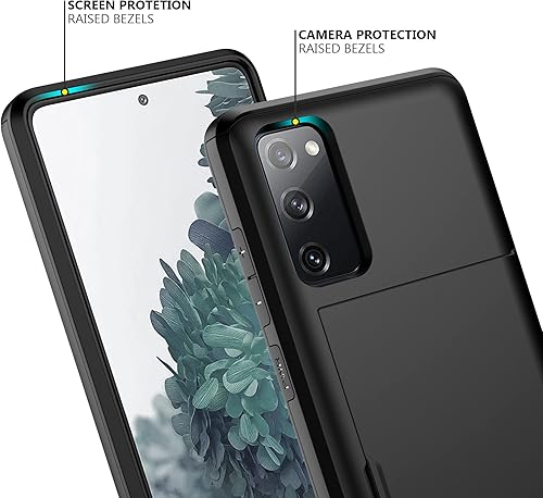Miniatura 4 de Nvollnoe Funda para Samsung S20 FE con tarjetero de doble capa protectora resistente para Galaxy S20 FE, ranura para tarjetas oculta, funda delgada