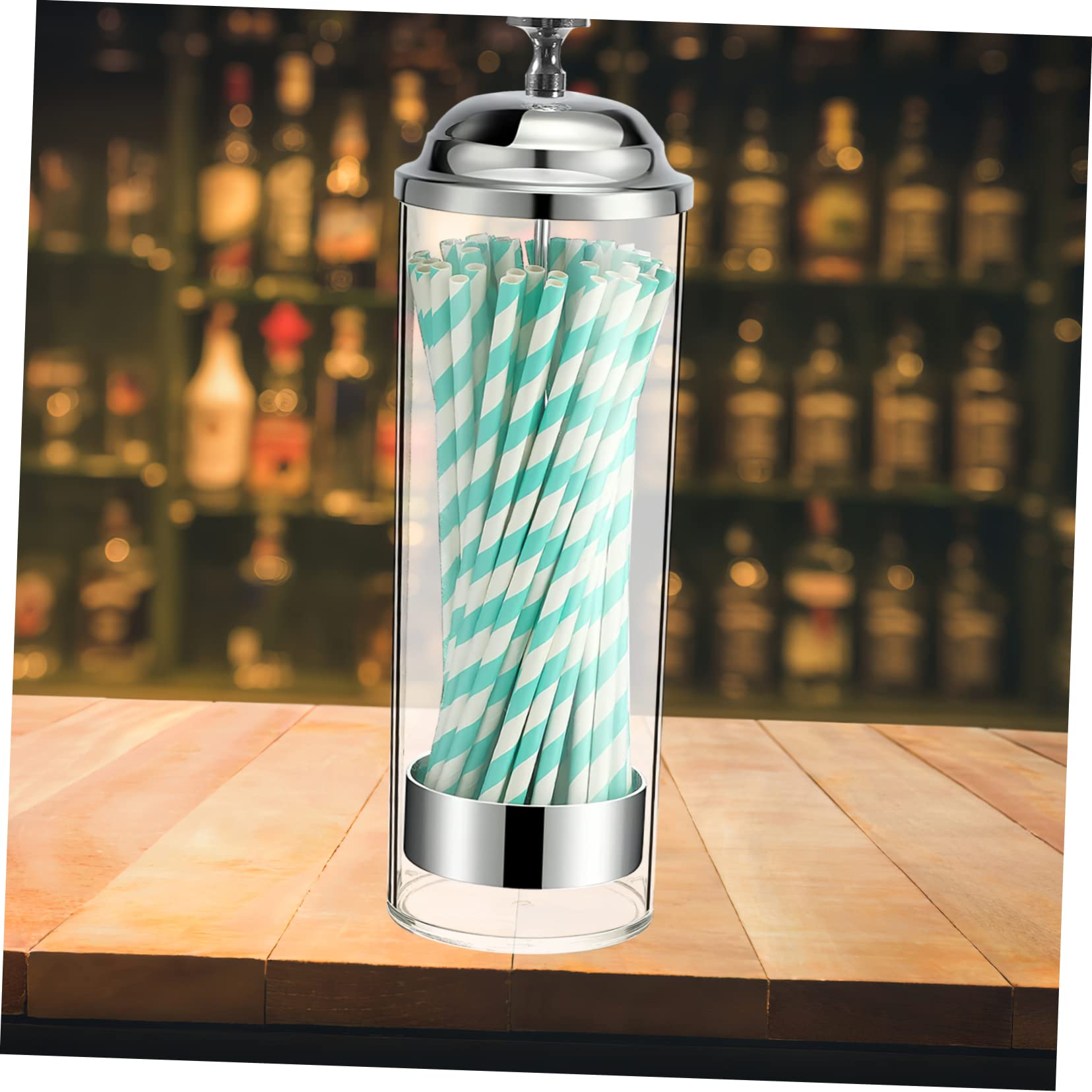 OUNONA Straw Dispenser for Counter Straw Storage Organizer Multi-function Holder for Makeup Brush Spoons Chopsticks